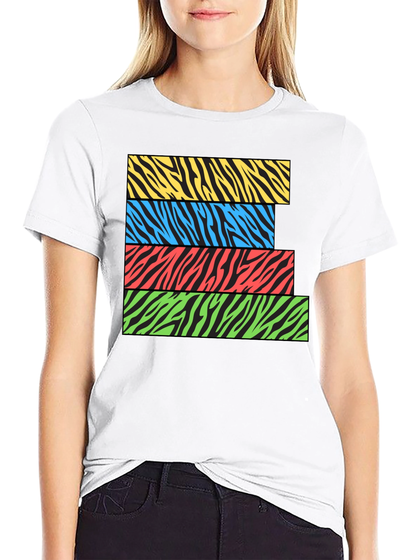 Zebra Stripe Stacked Graphic T-Shirt