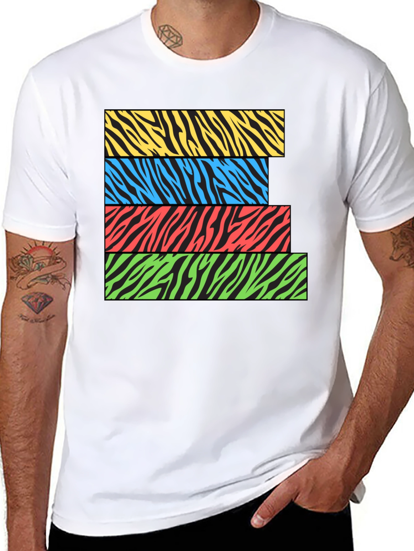 Zebra Stripe Stacked Graphic T-Shirt