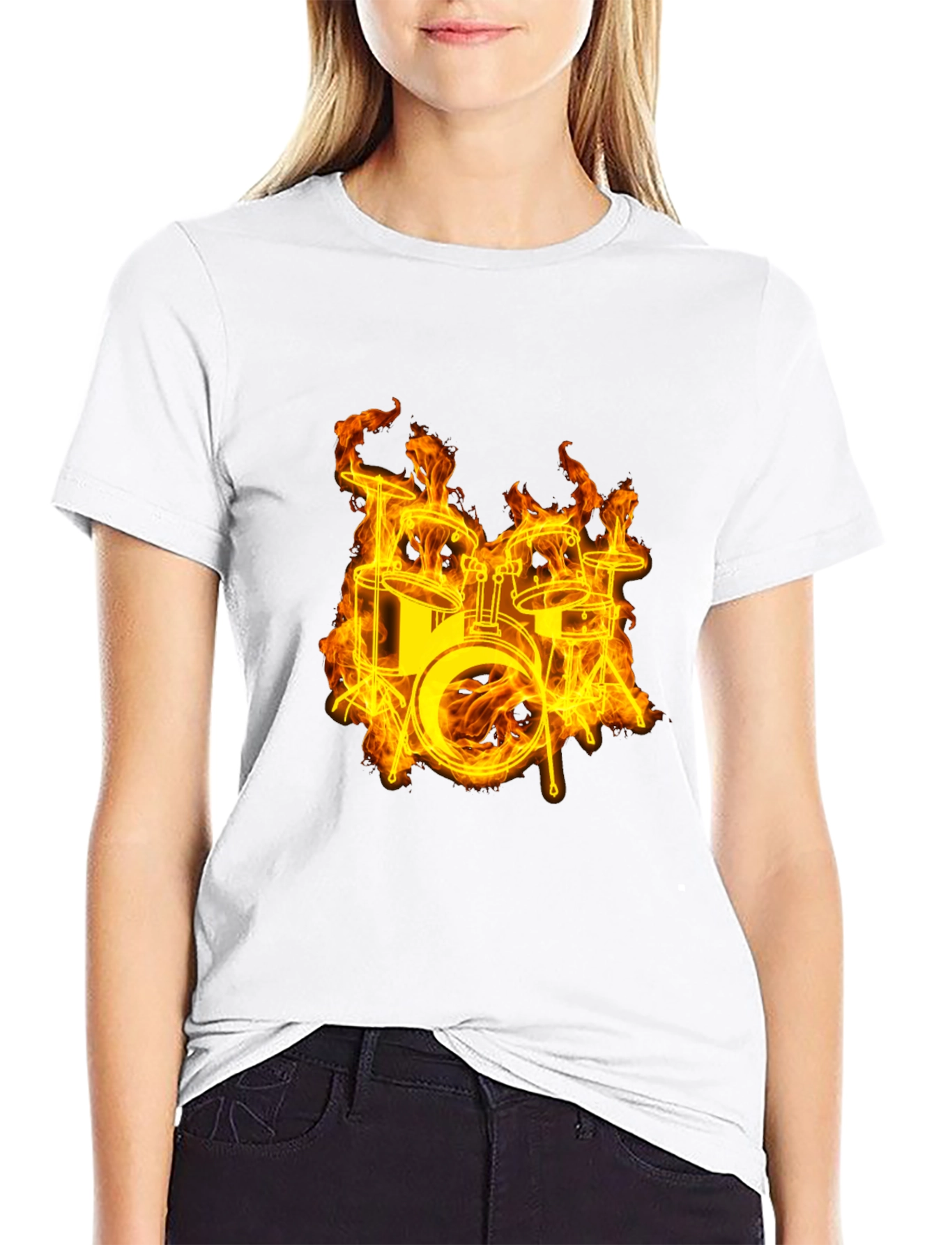 Flaming Drums Black T-Shirt