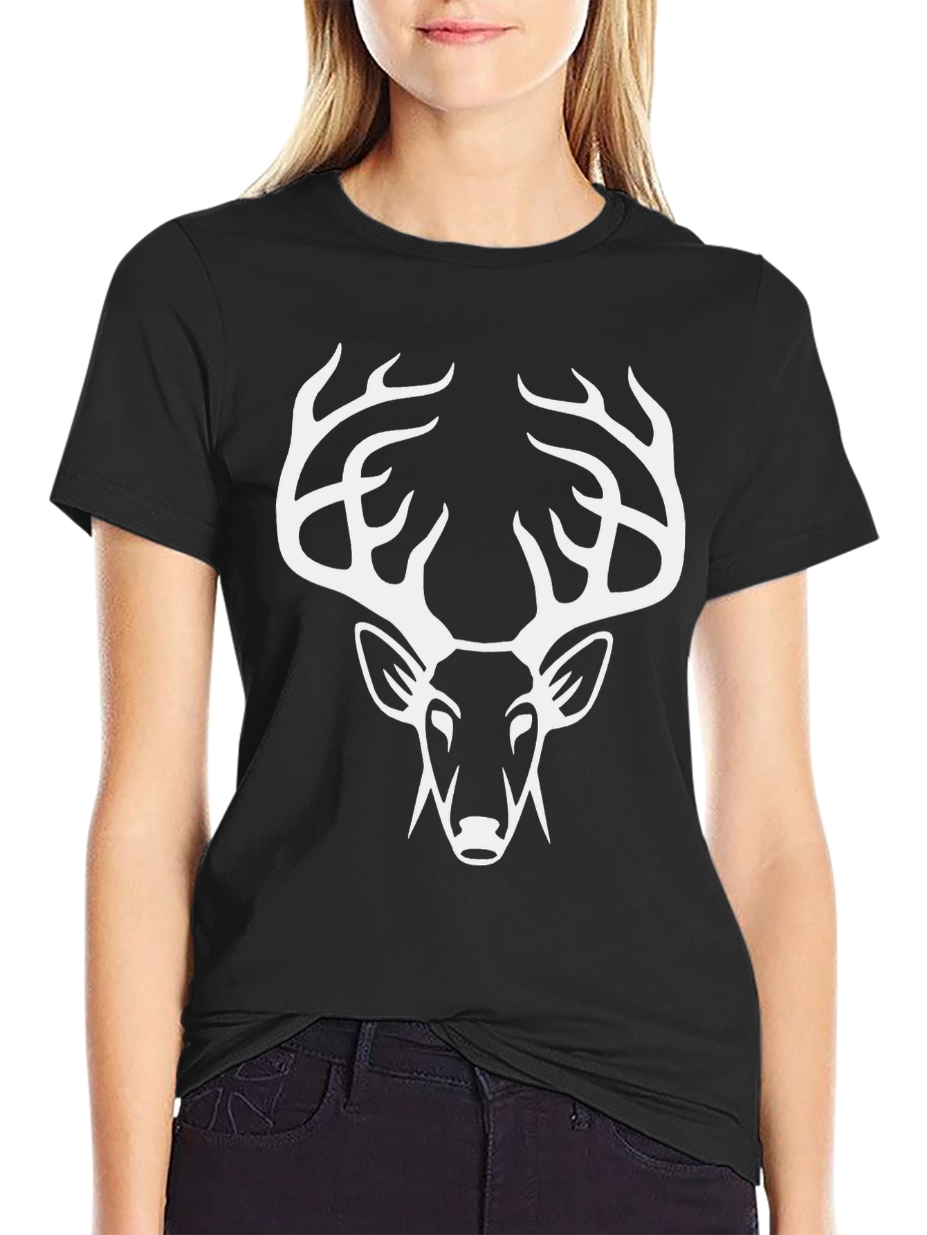 Black Deer Head Graphic Tee