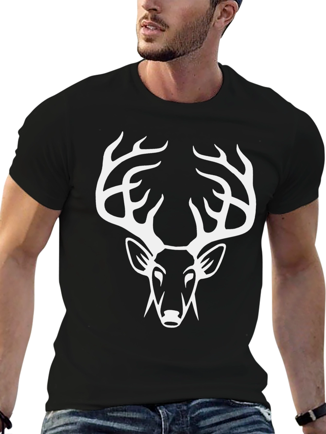 Black Deer Head Graphic Tee