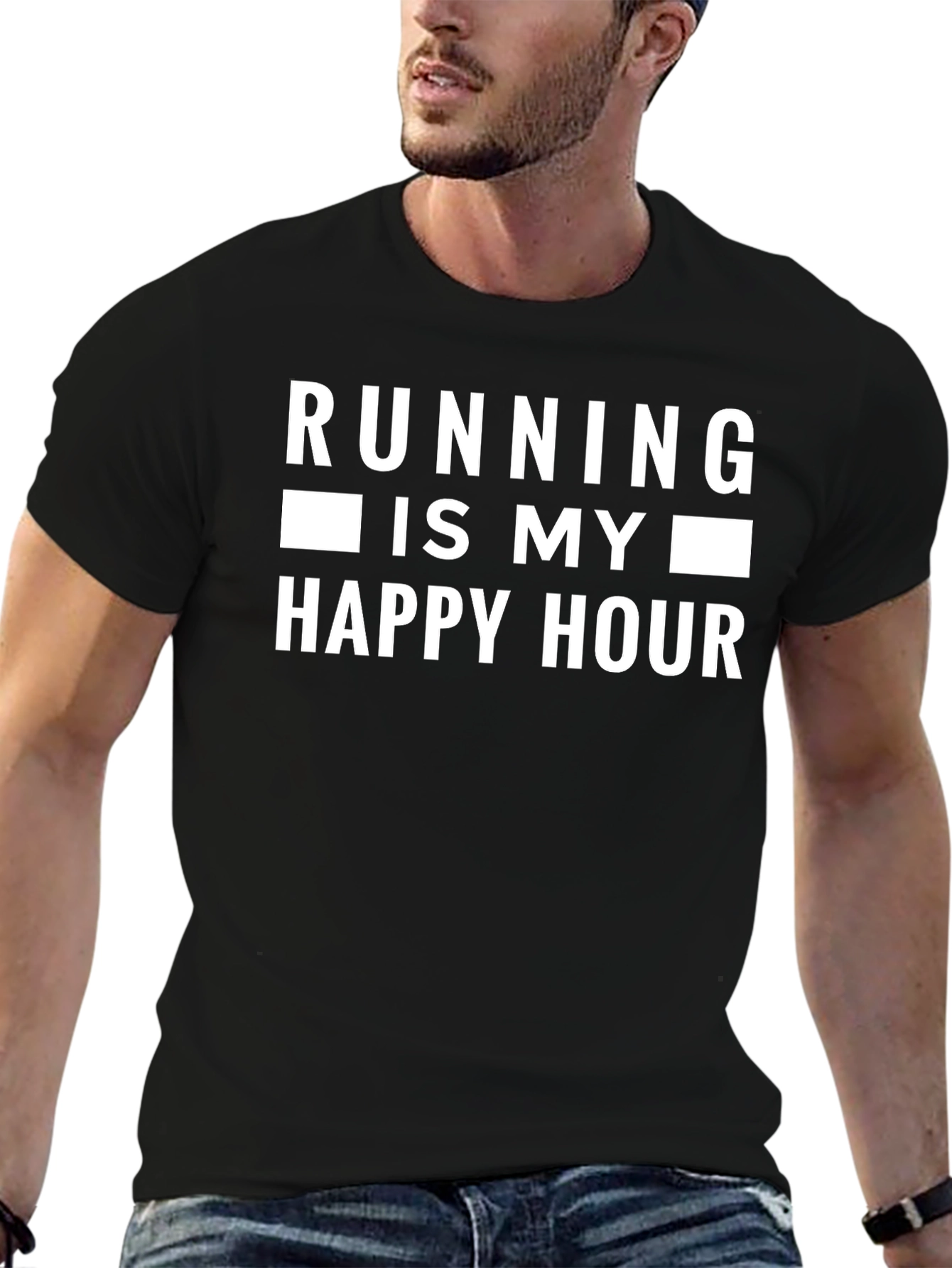 Running is My Happy Hour Black T-Shirt
