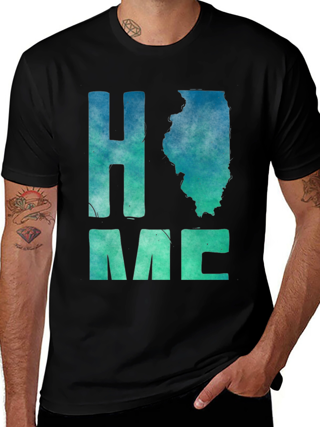 Home State Illinois Graphic Tee - Black