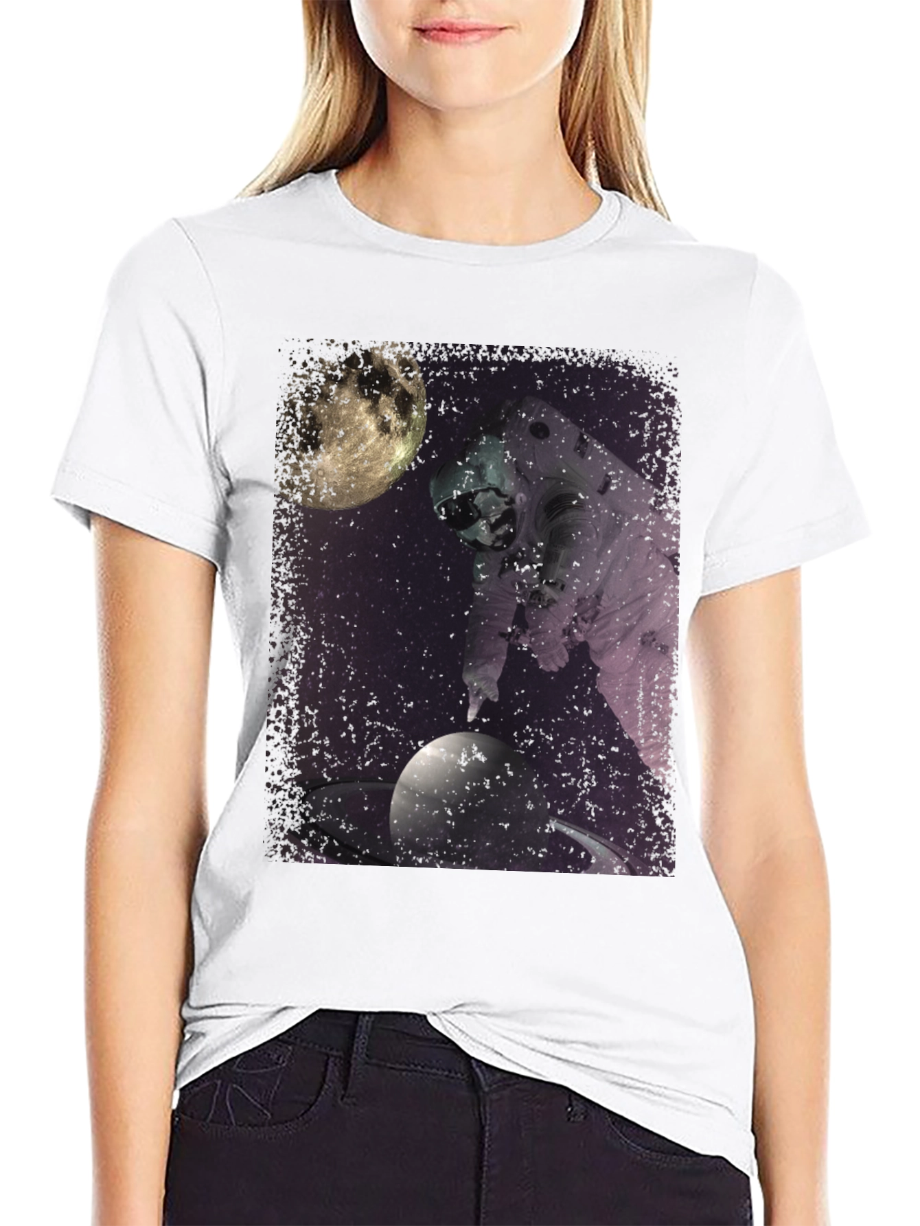 Astronaut Space Saturn Graphic T-Shirt