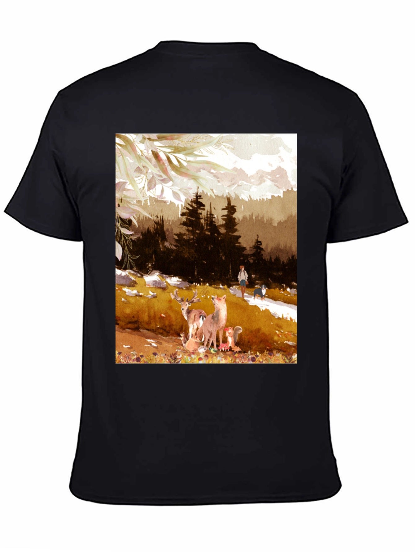 Nature Scene Graphic Tee - Black