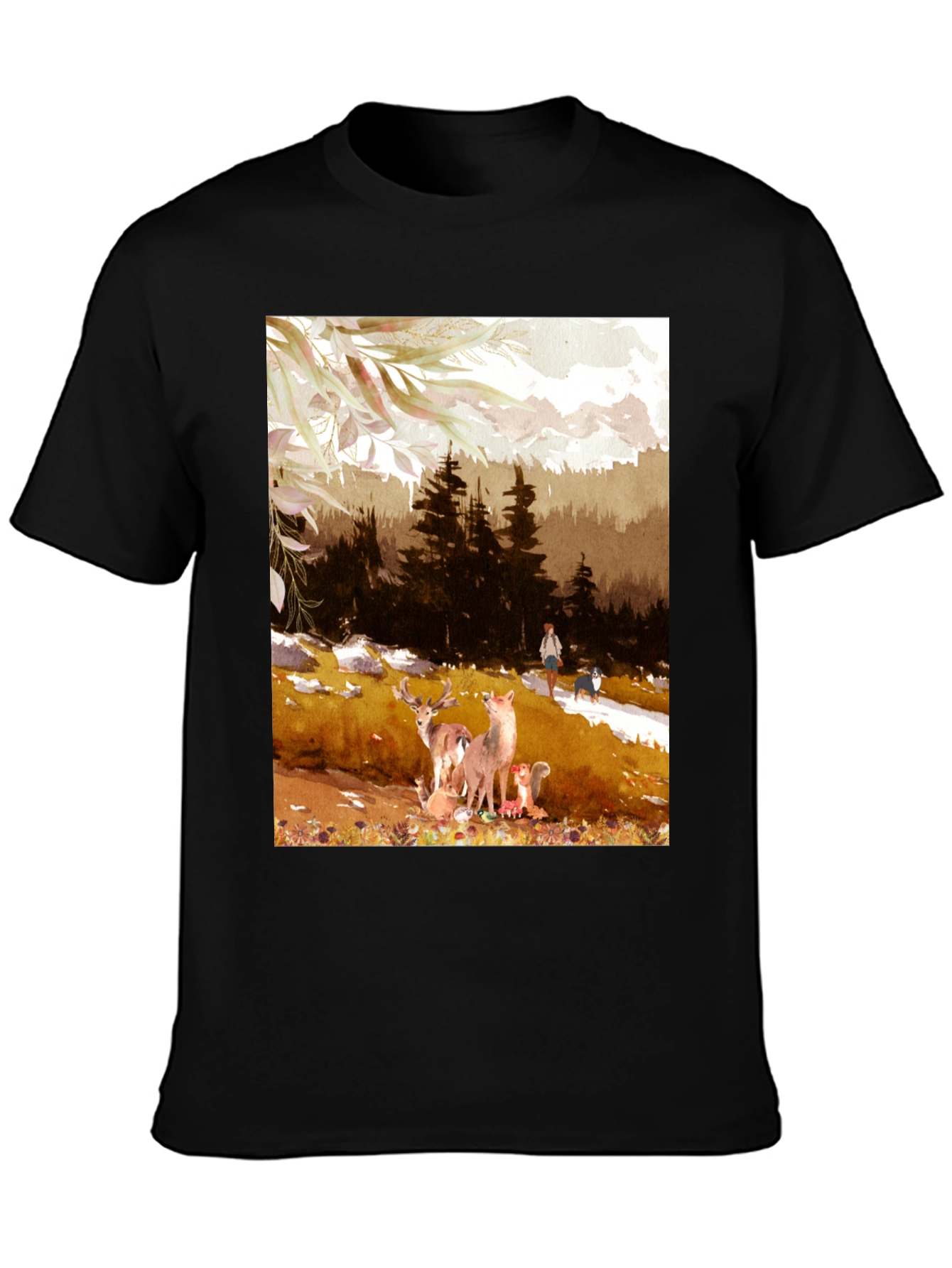 Nature Scene Graphic Tee - Black