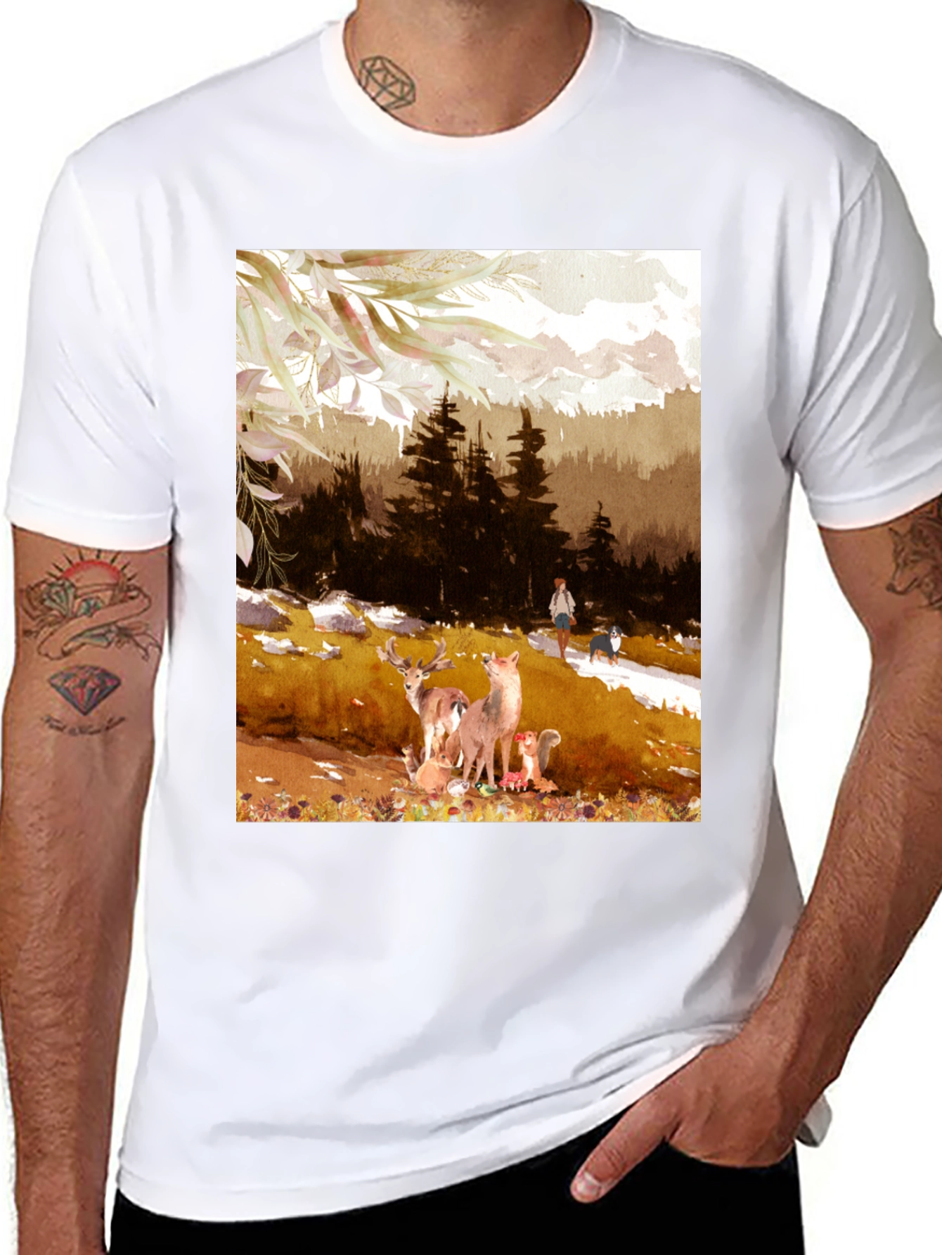 Nature Scene Graphic Tee - Black