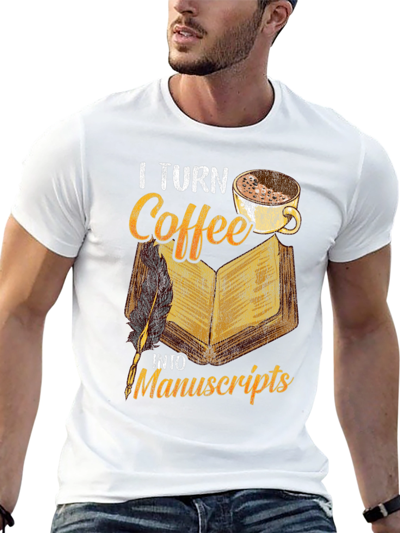 Coffee & Manuscripts Graphic Tee - Writers Essential