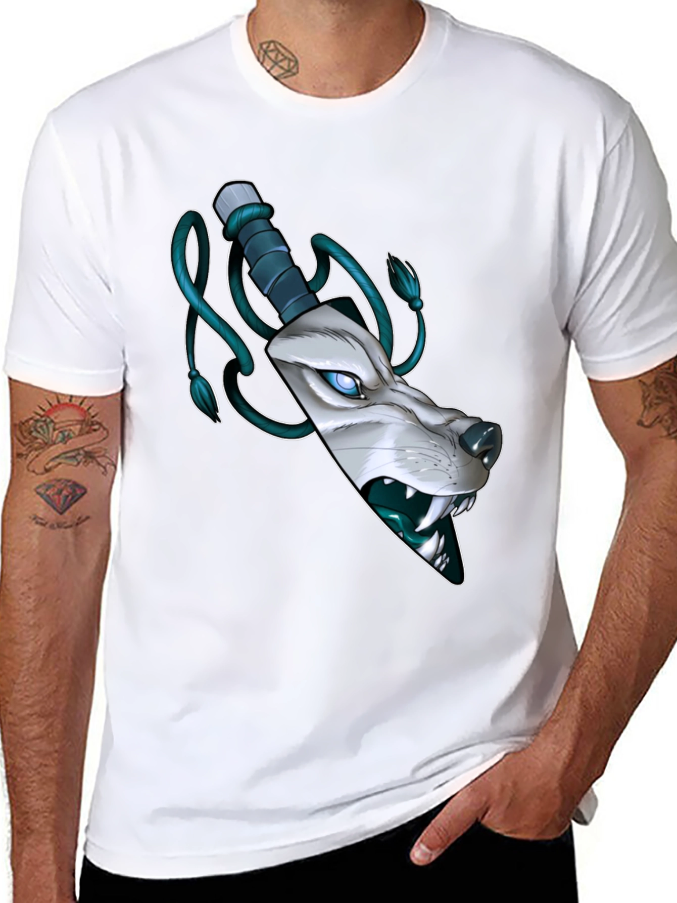 Wolf Knife Graphic Tee - Mens Black T-Shirt