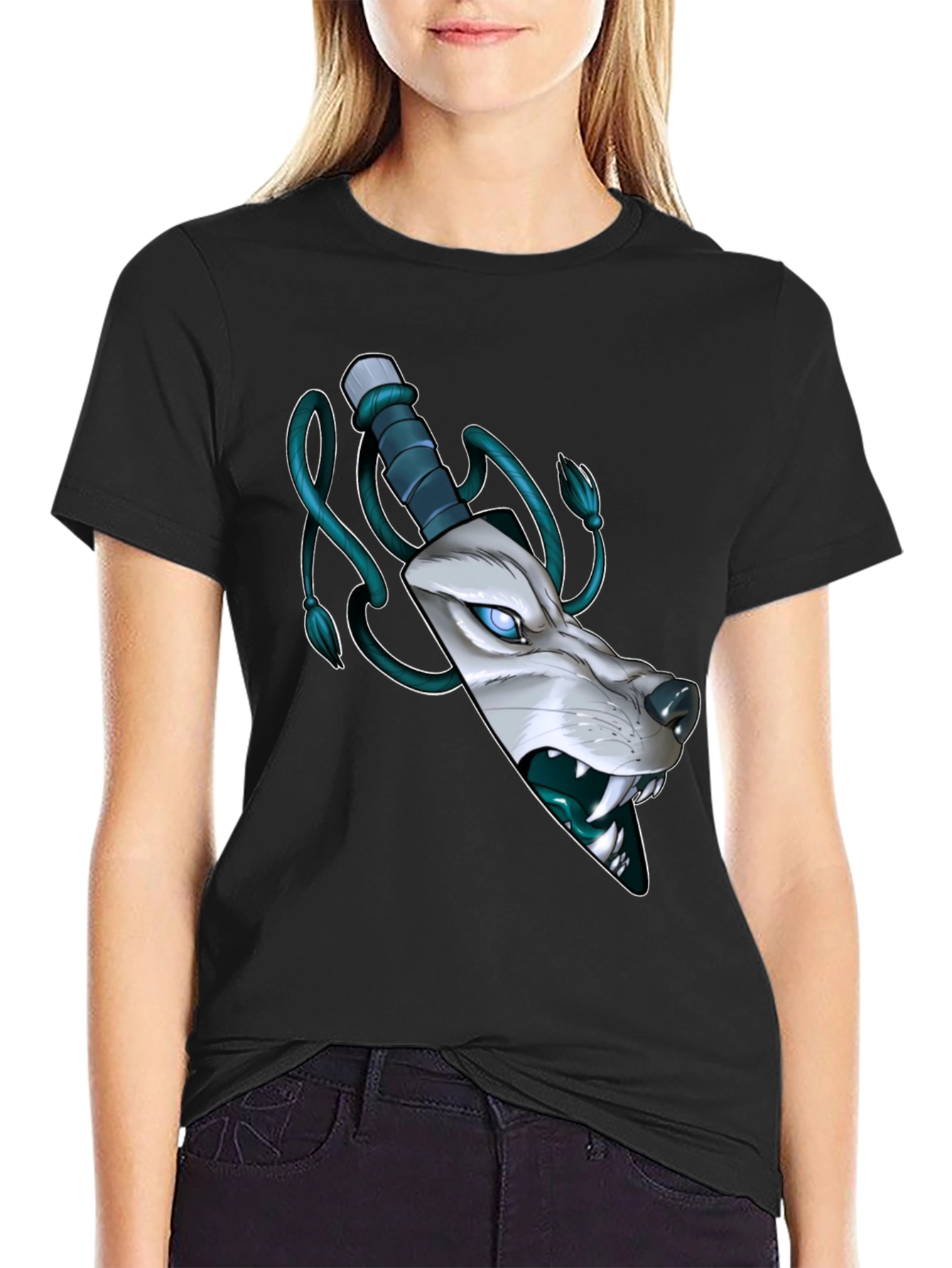 Wolf Knife Graphic Tee - Mens Black T-Shirt