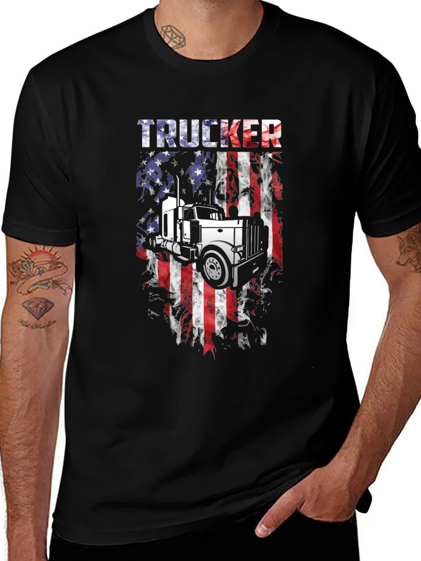 Trucker USA Flag Graphic Tee - Mens