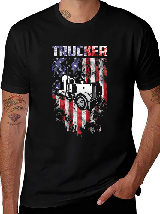Trucker USA Flag Graphic Tee - Mens