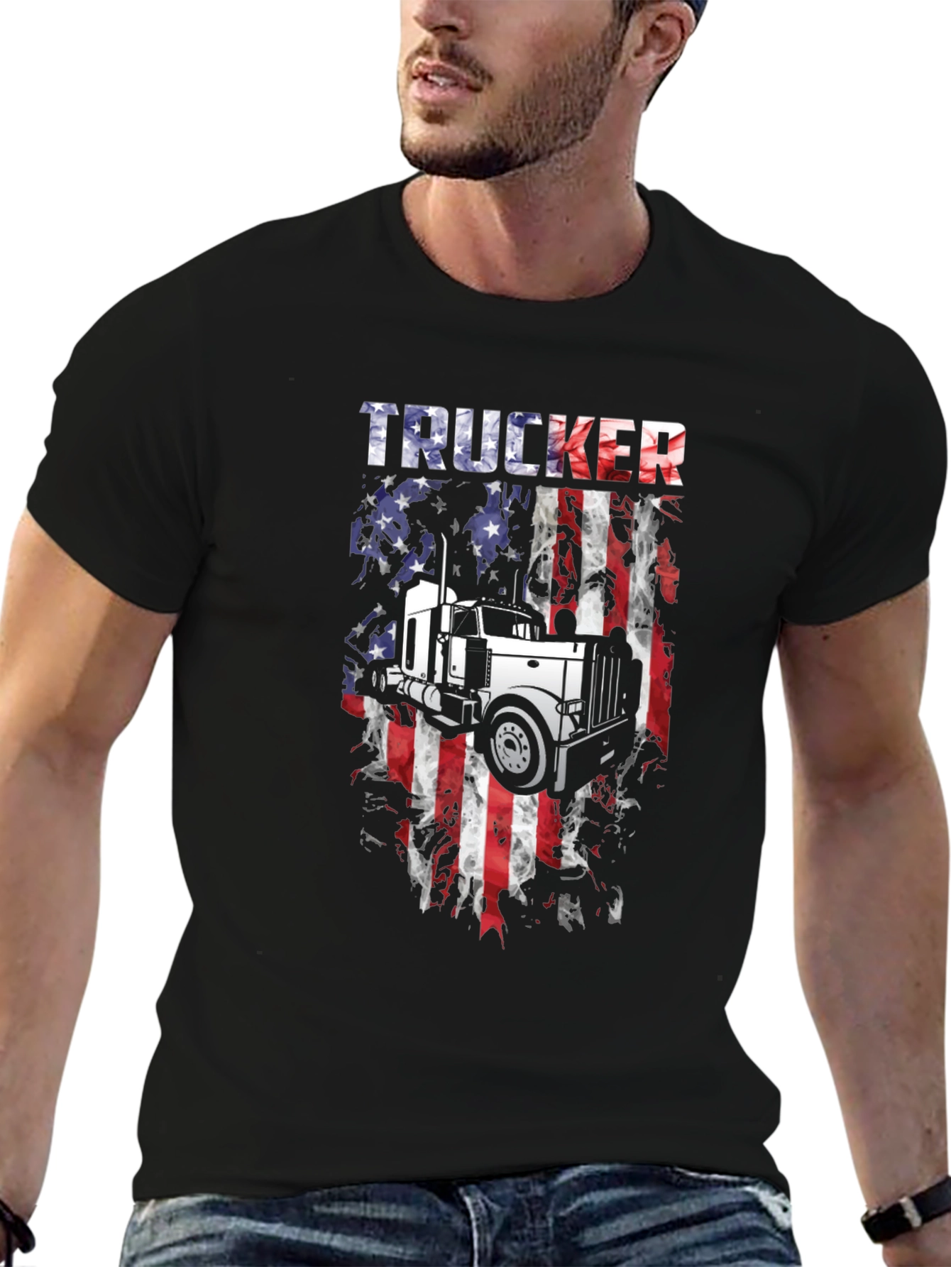 Trucker USA Flag Graphic Tee - Mens
