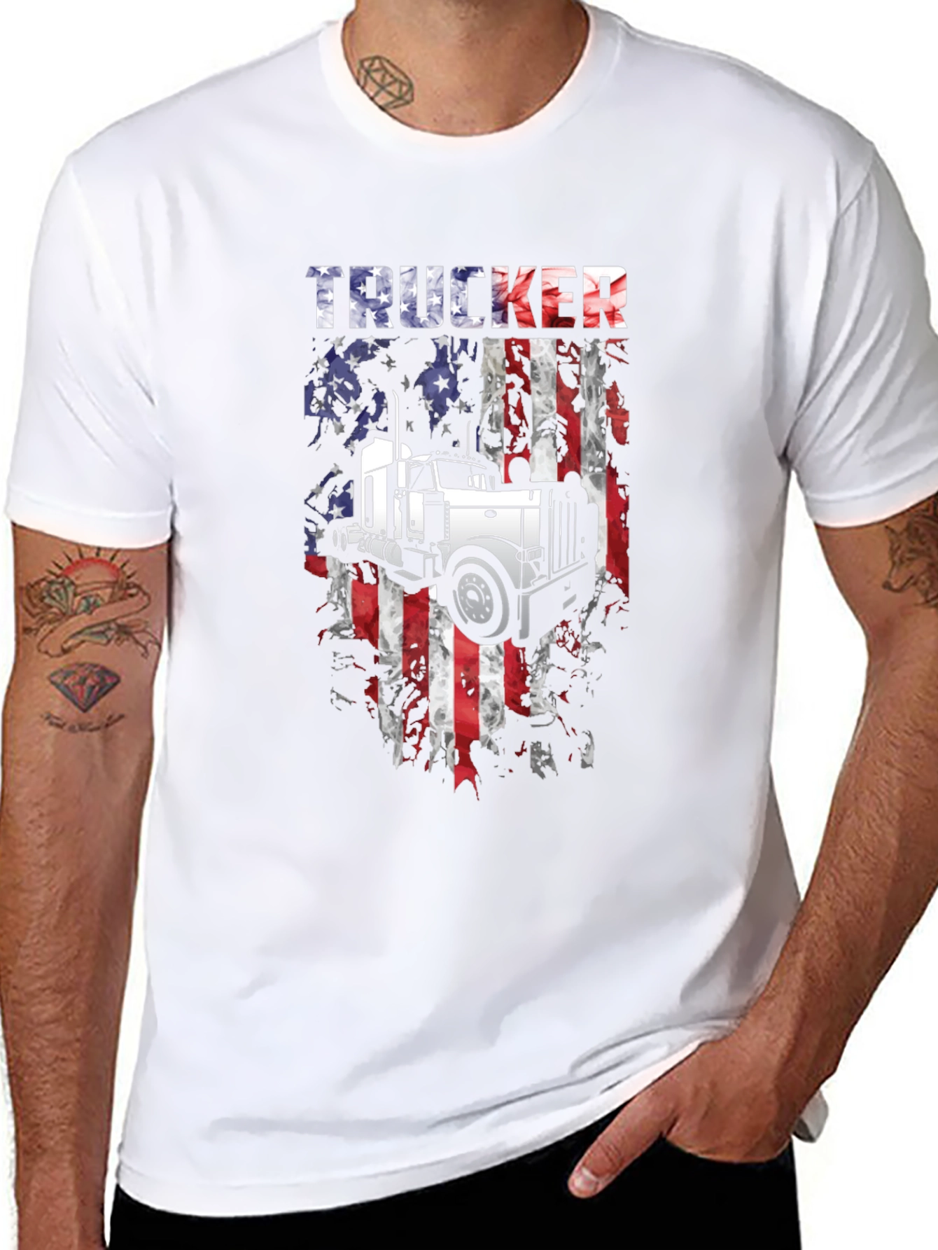 Trucker USA Flag Graphic Tee - Mens