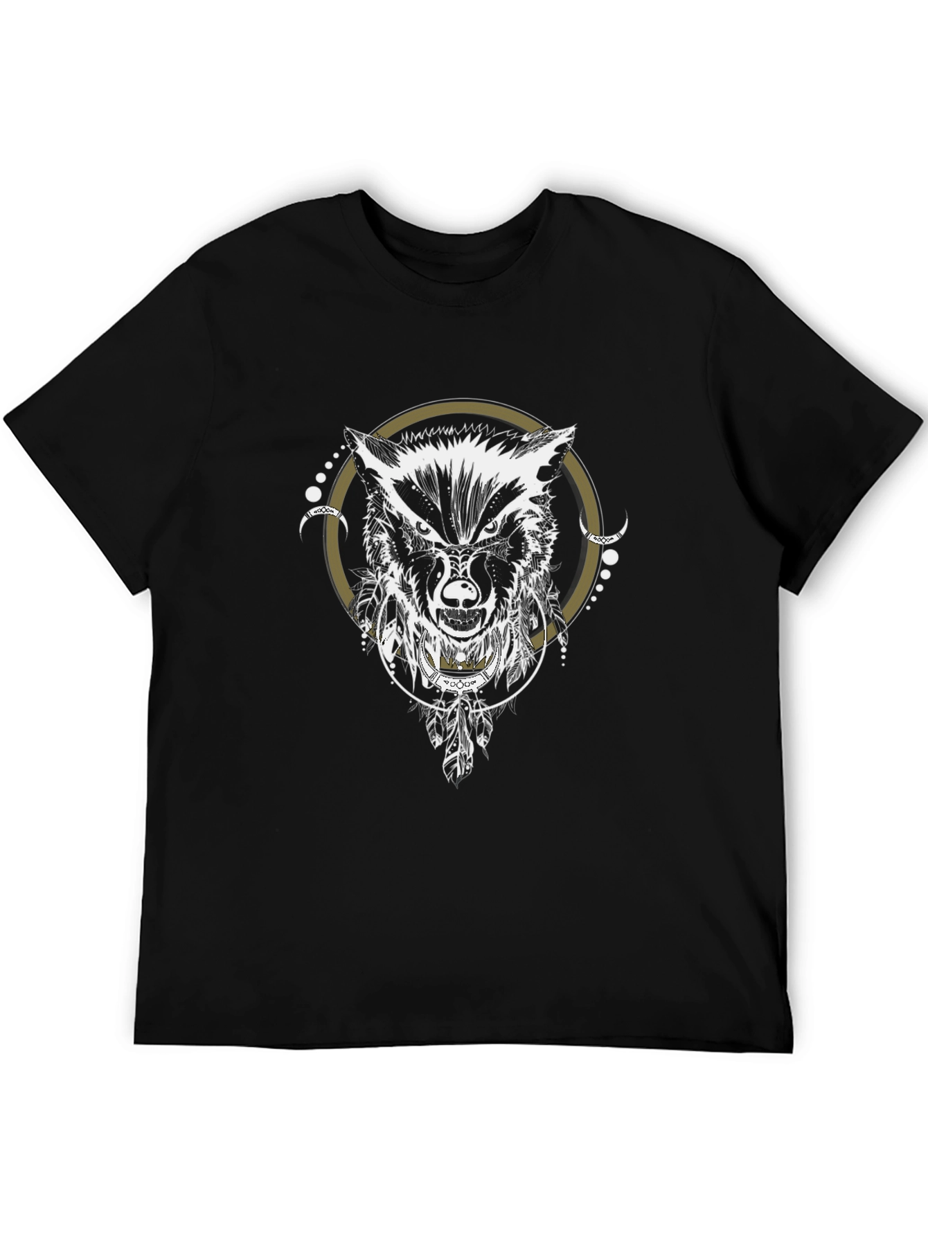 Wolf Dreamcatcher Graphic Tee - Stylish Black T-Shirt