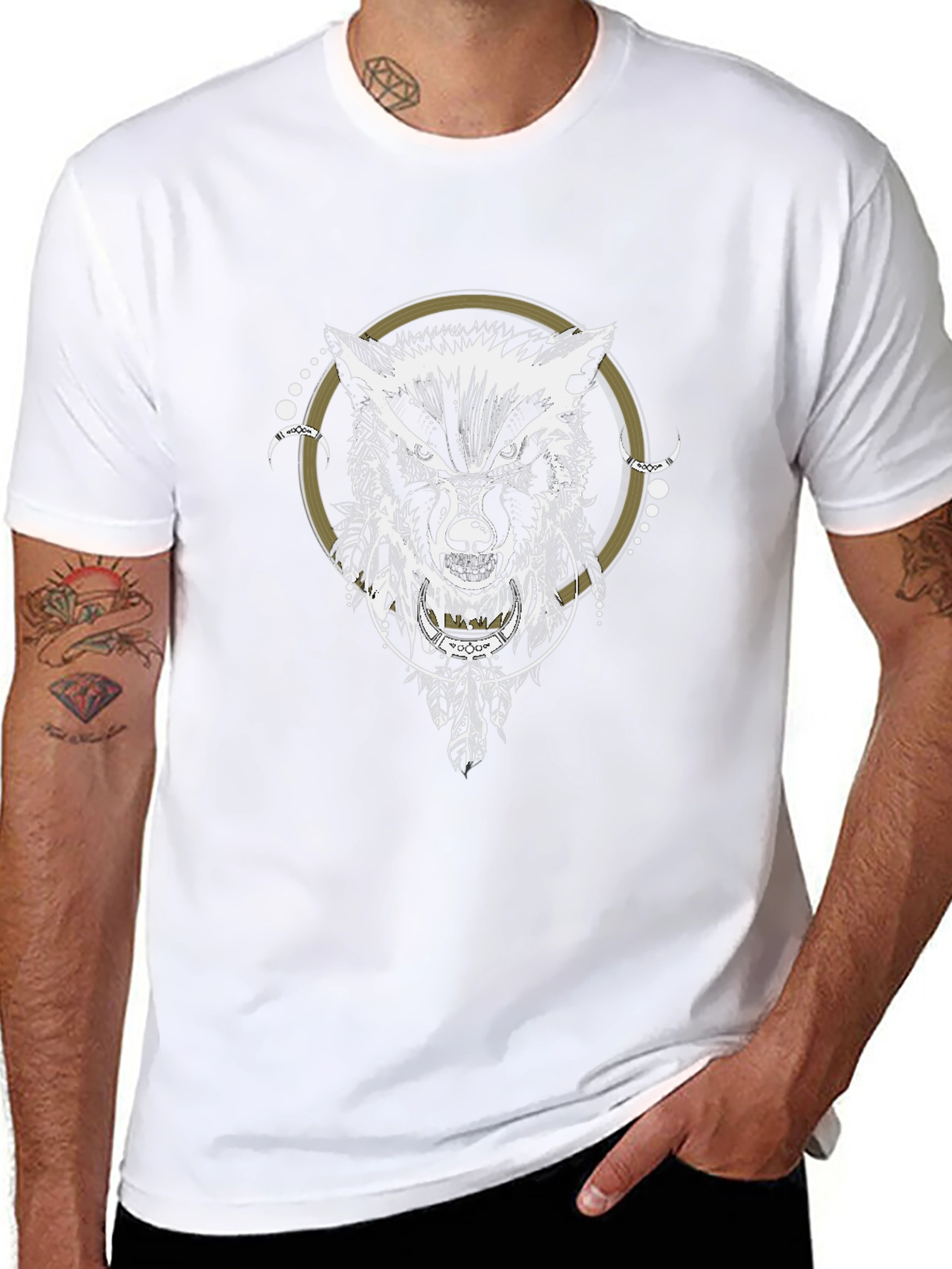 Wolf Dreamcatcher Graphic Tee - Stylish Black T-Shirt