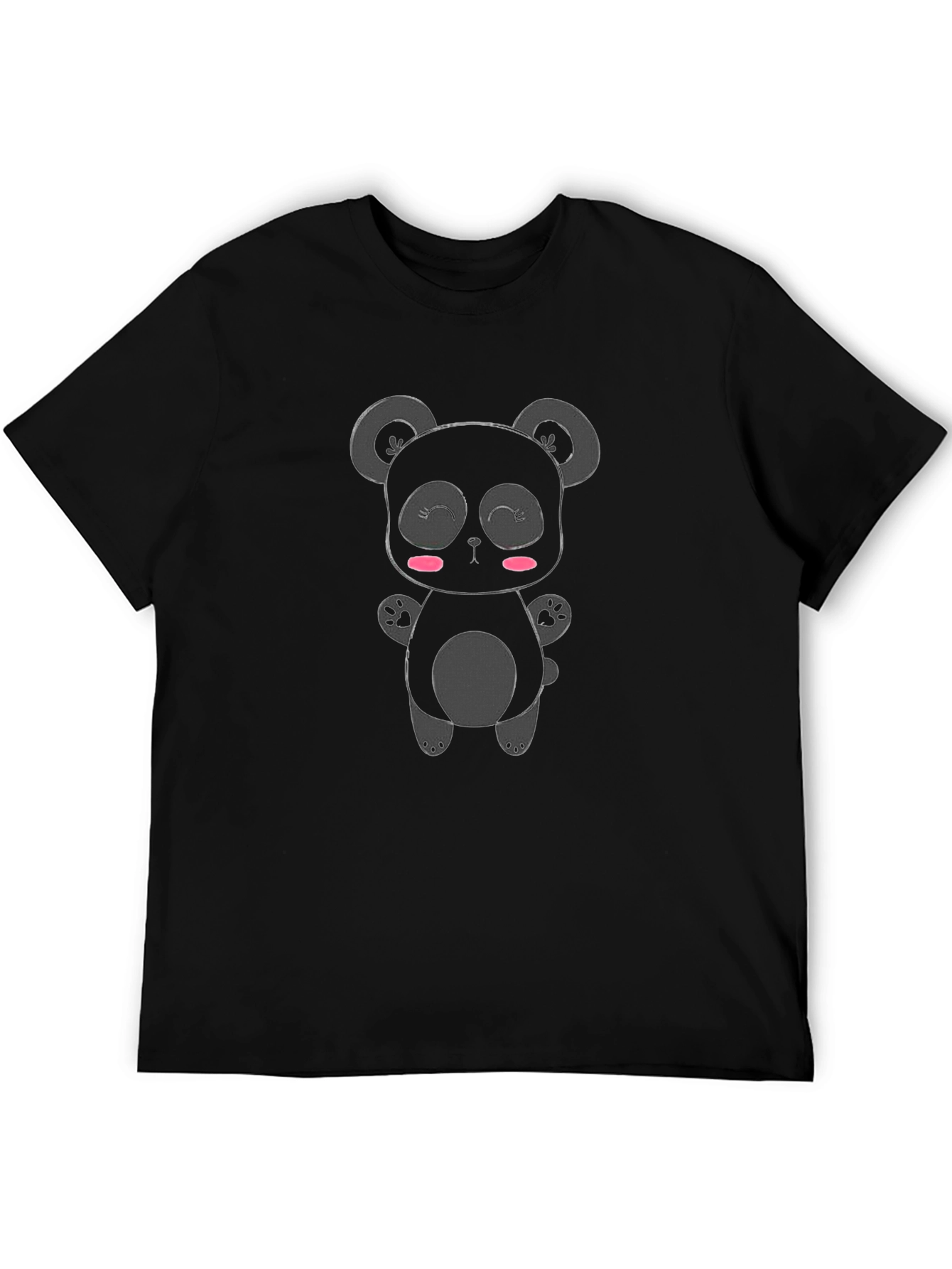Cute Panda Bear Graphic Black T-Shirt