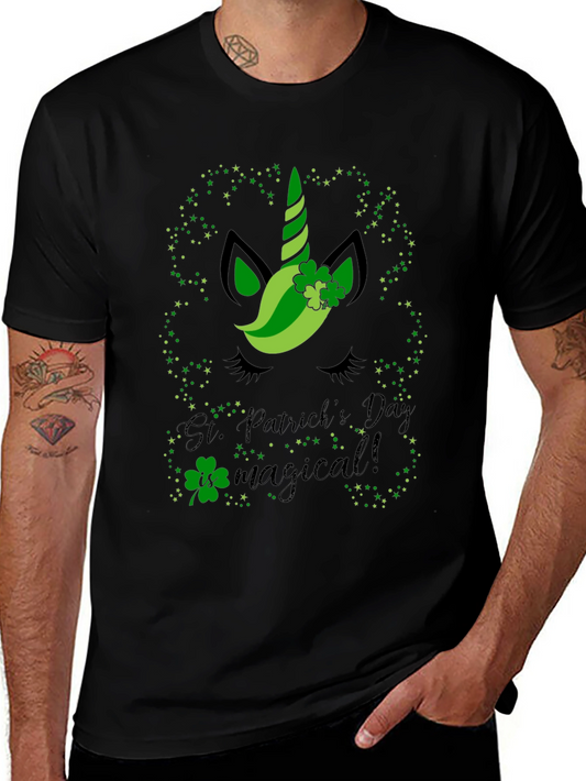 St. Patricks Day Unicorn Black T-Shirt