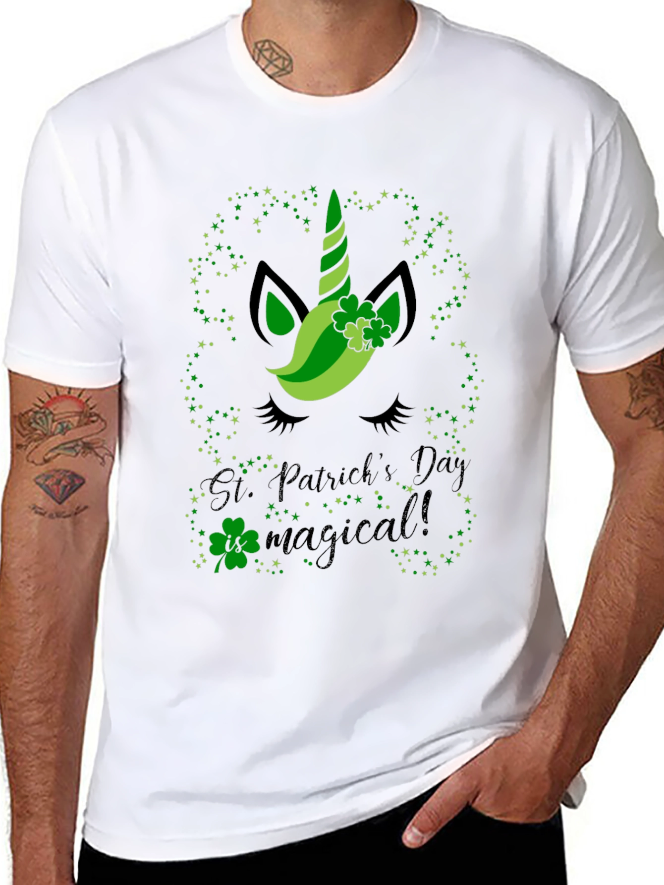 St. Patricks Day Unicorn Black T-Shirt