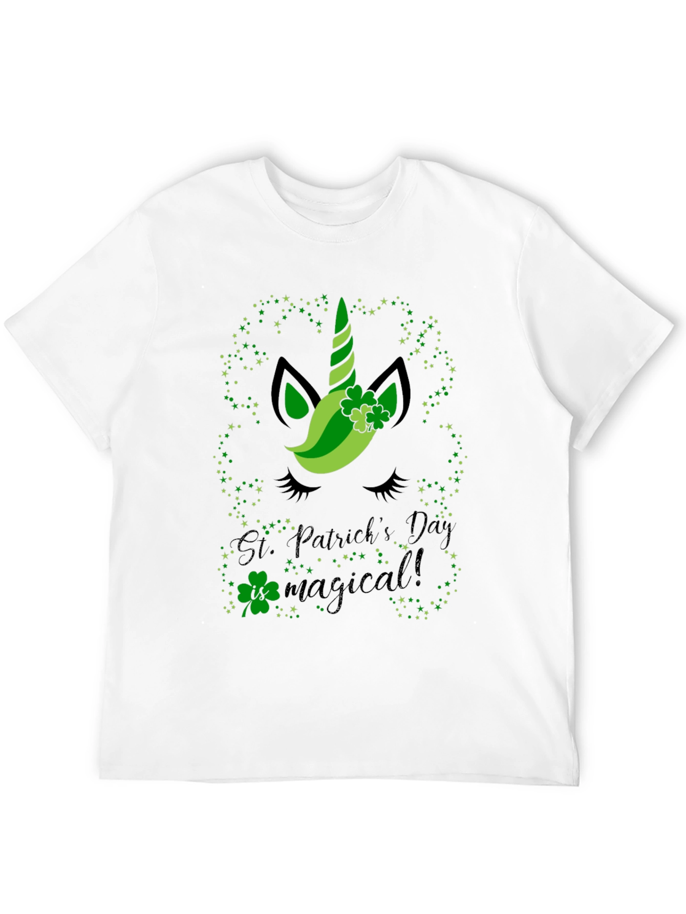 St. Patricks Day Unicorn Black T-Shirt