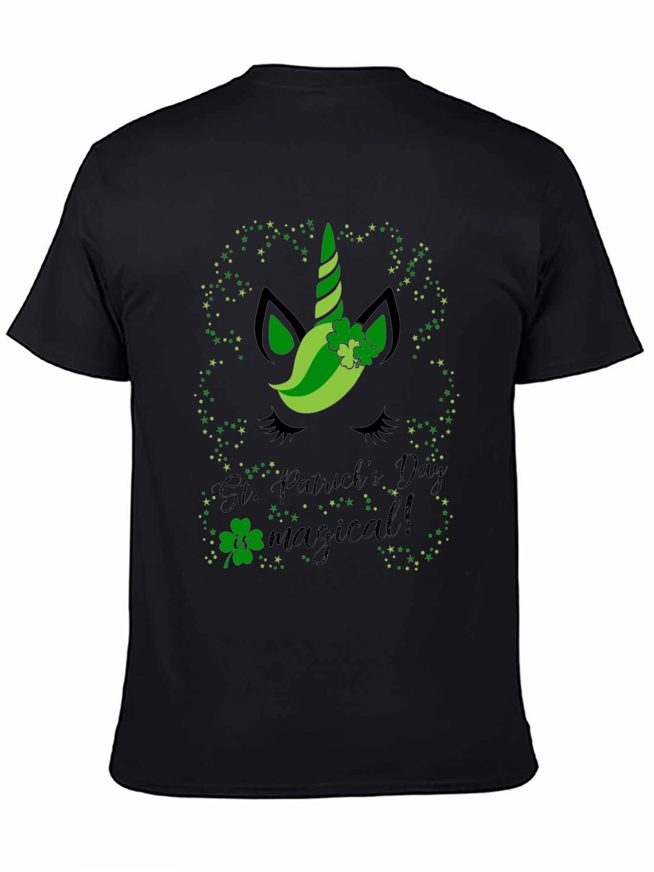 St. Patricks Day Unicorn Black T-Shirt