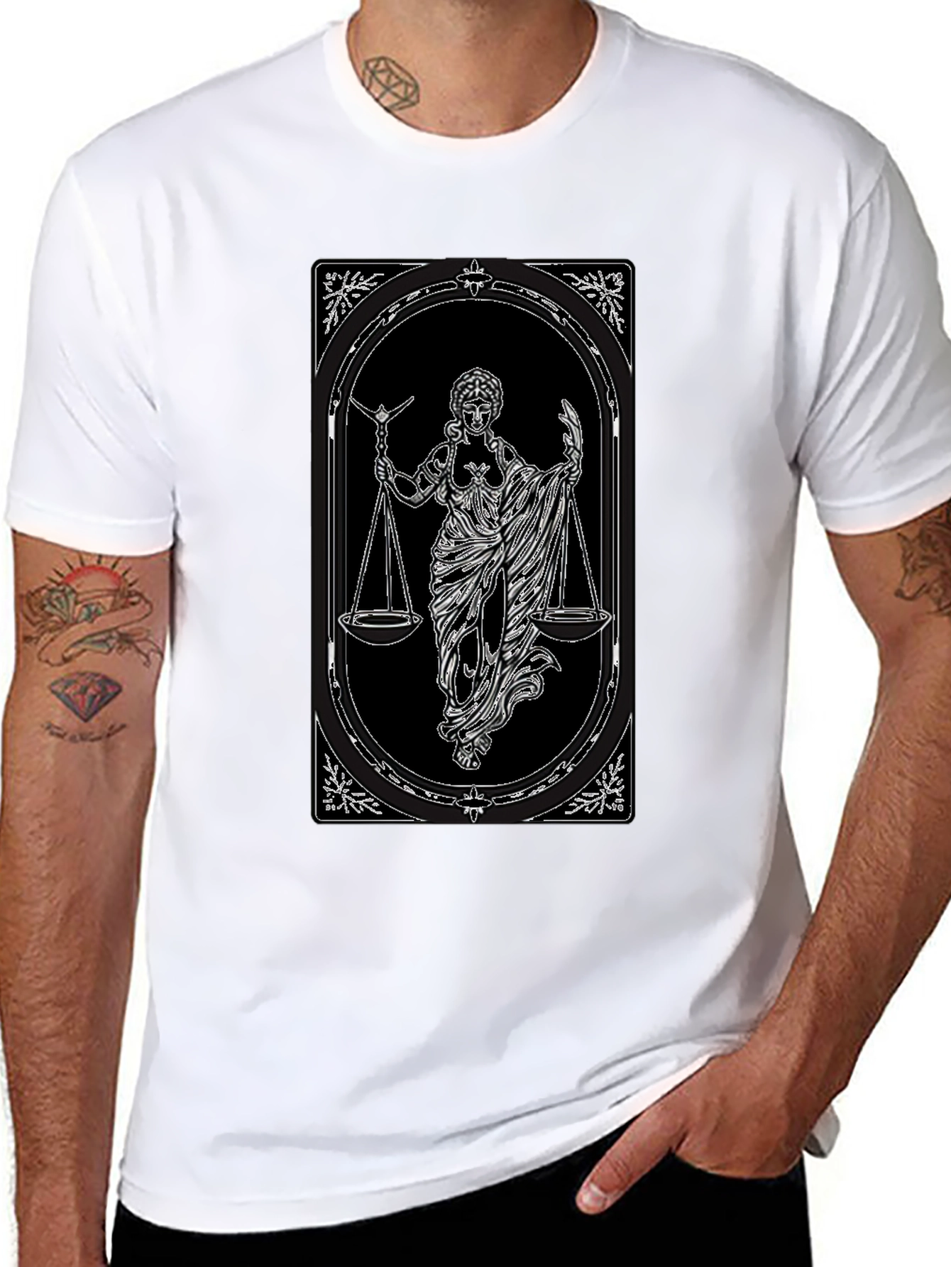 Libra Zodiac Tarot Card T-Shirt