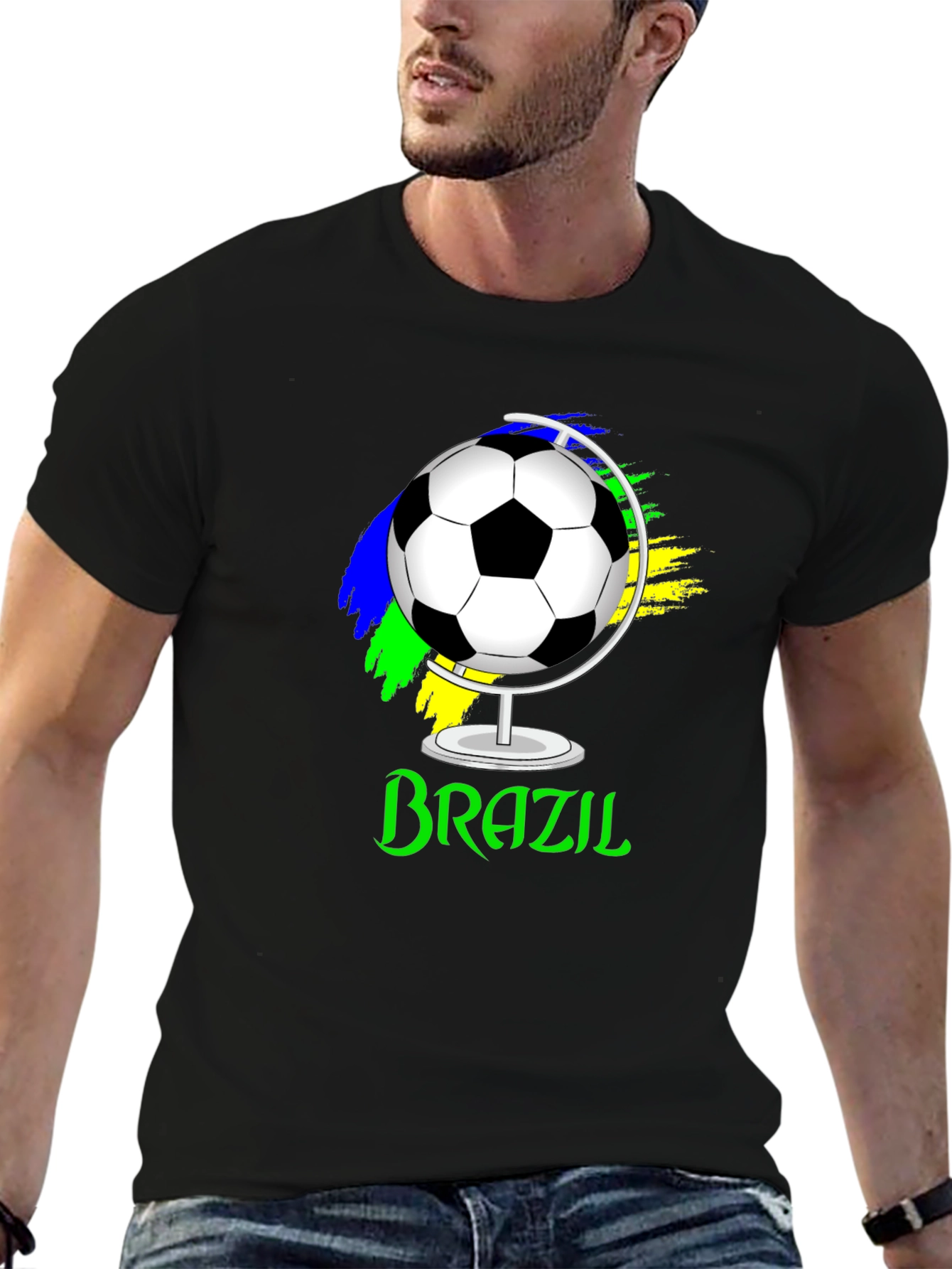 Brazil Soccer Ball Globe Graphic T-Shirt