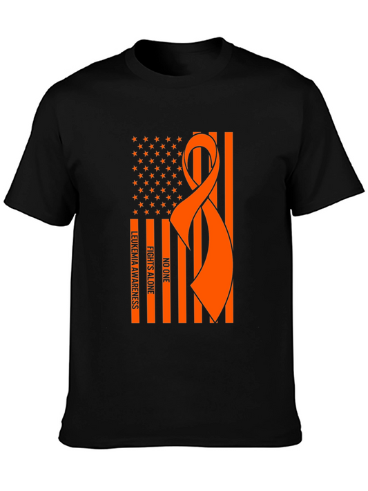 Leukemia Awareness Ribbon USA Flag T-Shirt