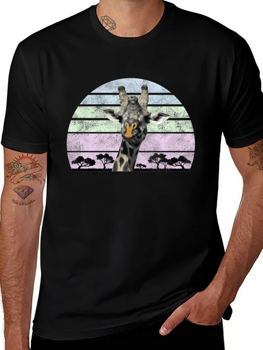 Giraffe Sunset Graphic Tee - Unique Design
