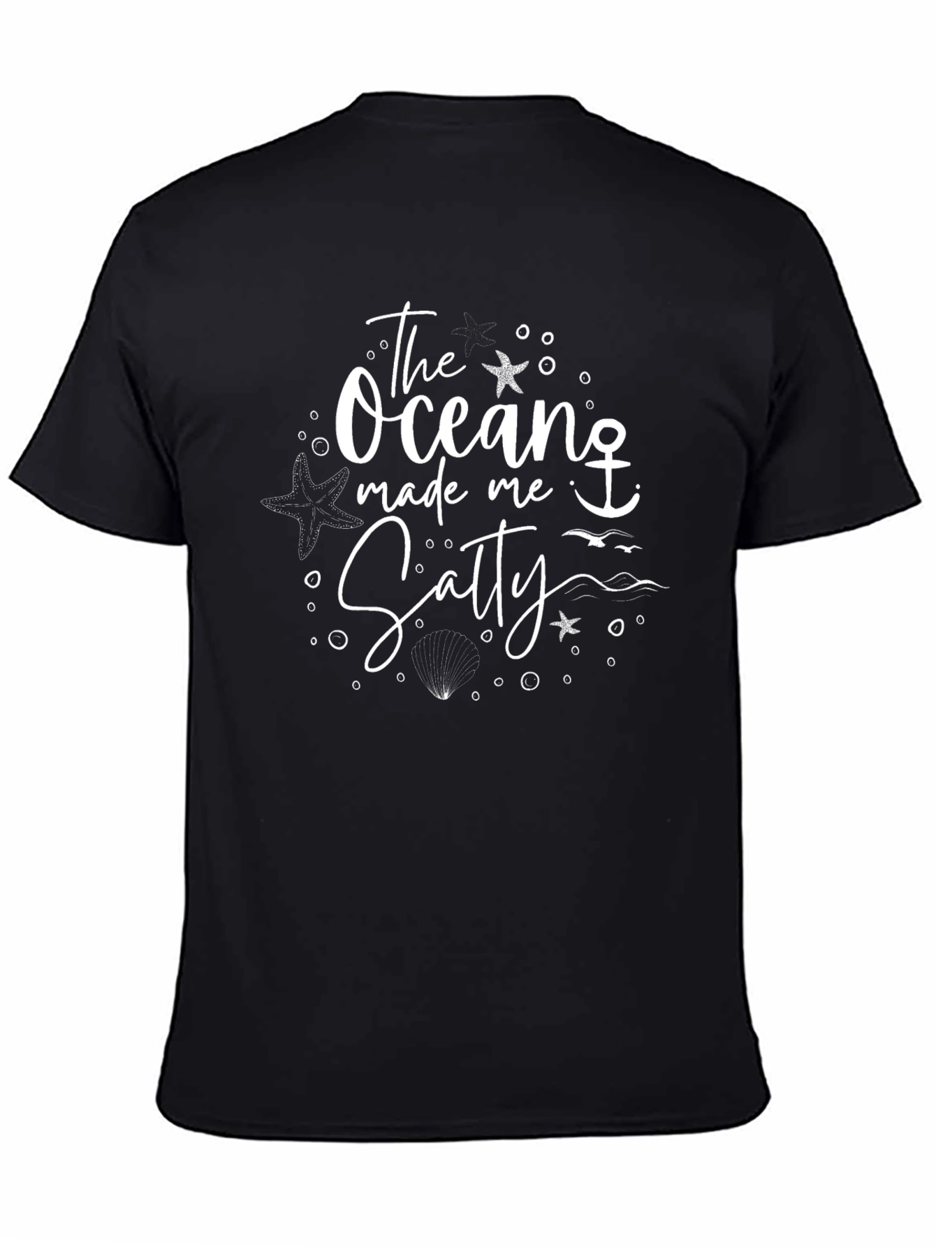 Ocean Made Me Salty Black Graphic Tee