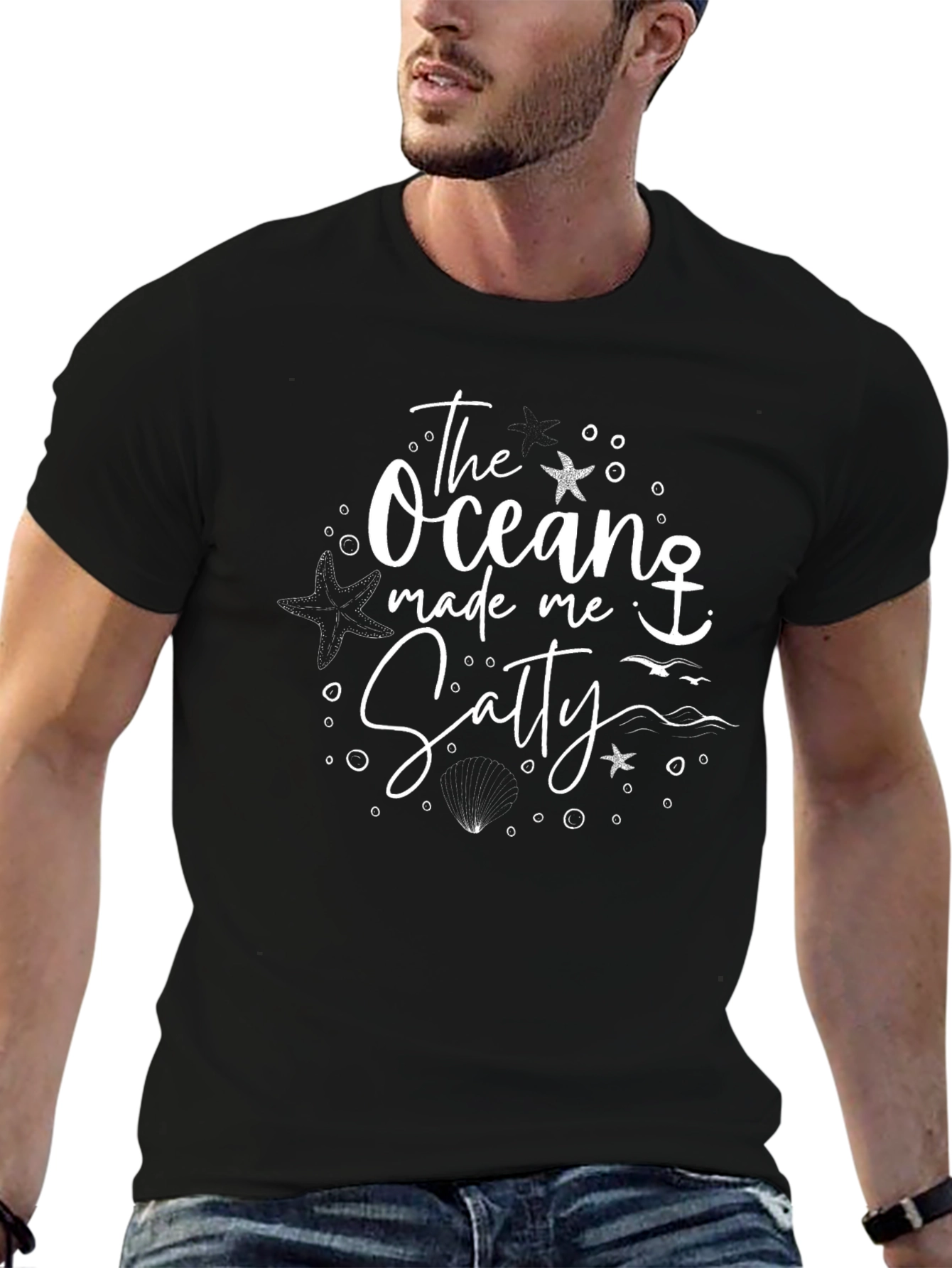 Ocean Made Me Salty Black Graphic Tee