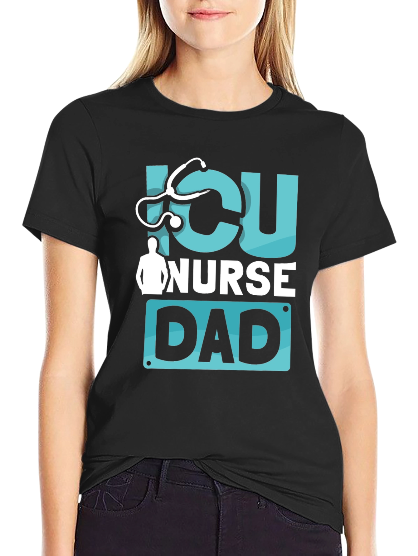 ICU Nurse Dad Graphic T-Shirt - Black