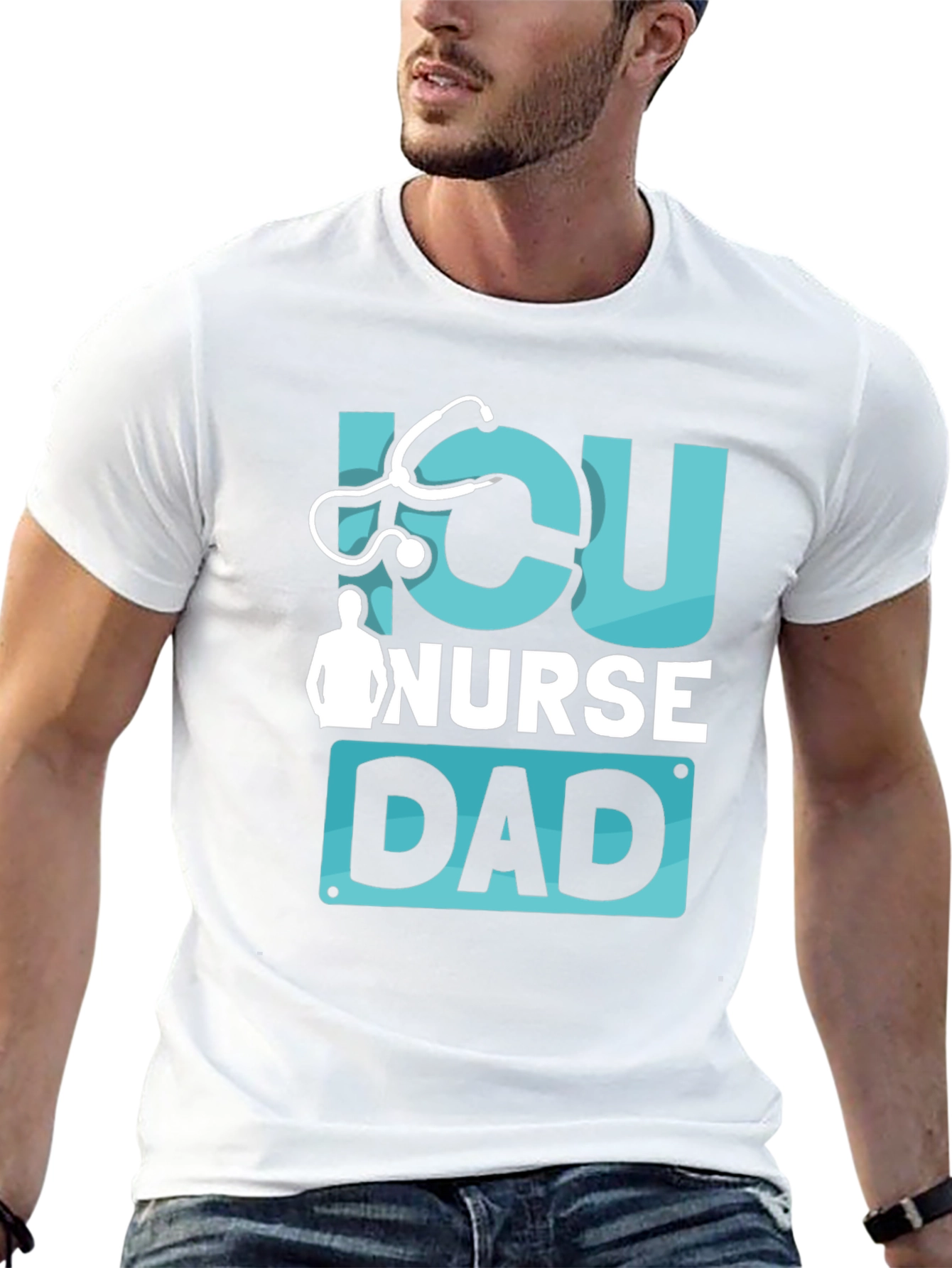 ICU Nurse Dad Graphic T-Shirt - Black