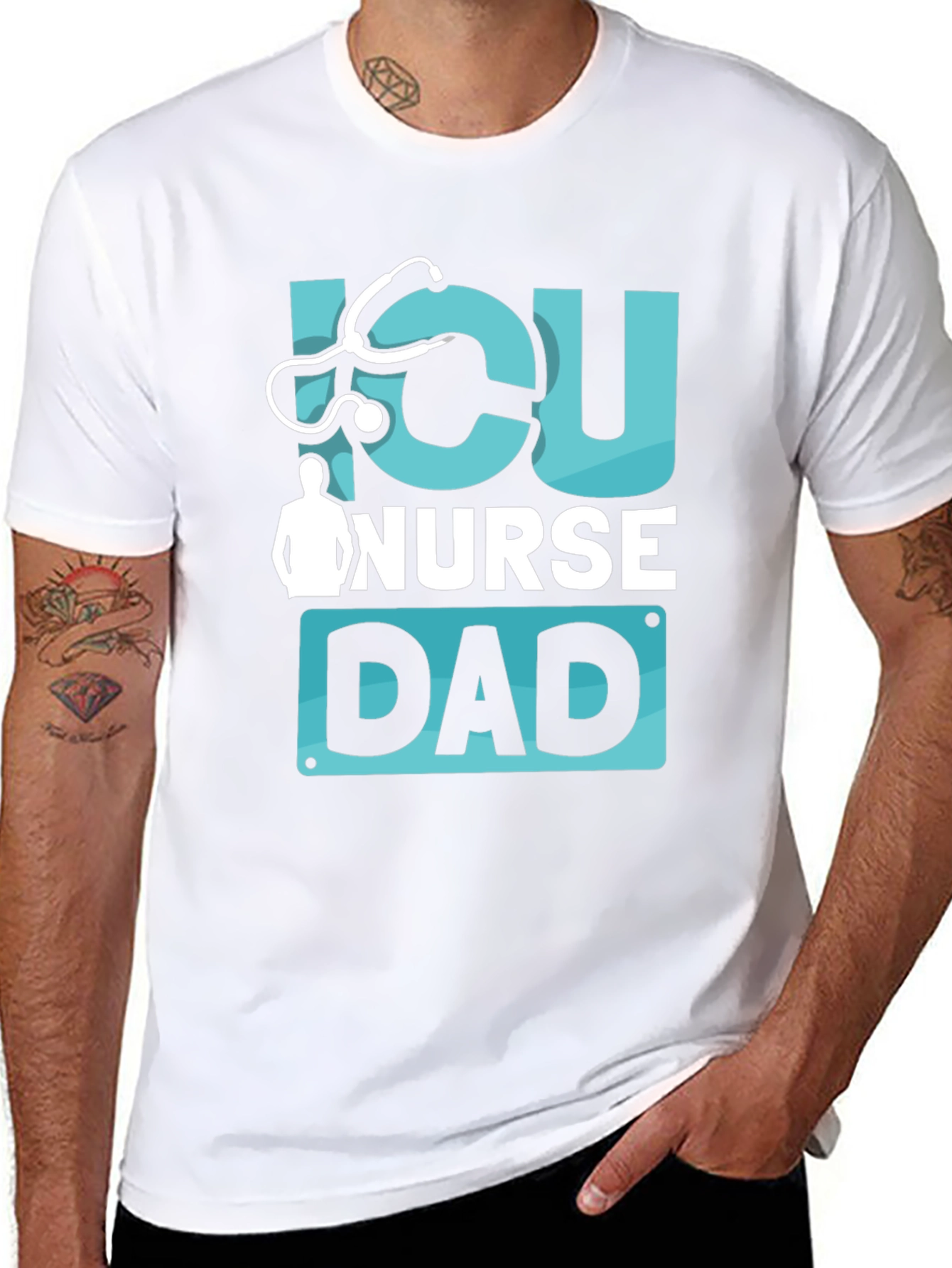 ICU Nurse Dad Graphic T-Shirt - Black