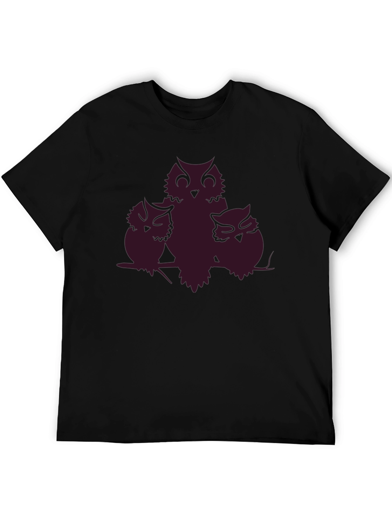 Owl Family T-Shirt - Black Crew Neck Tee