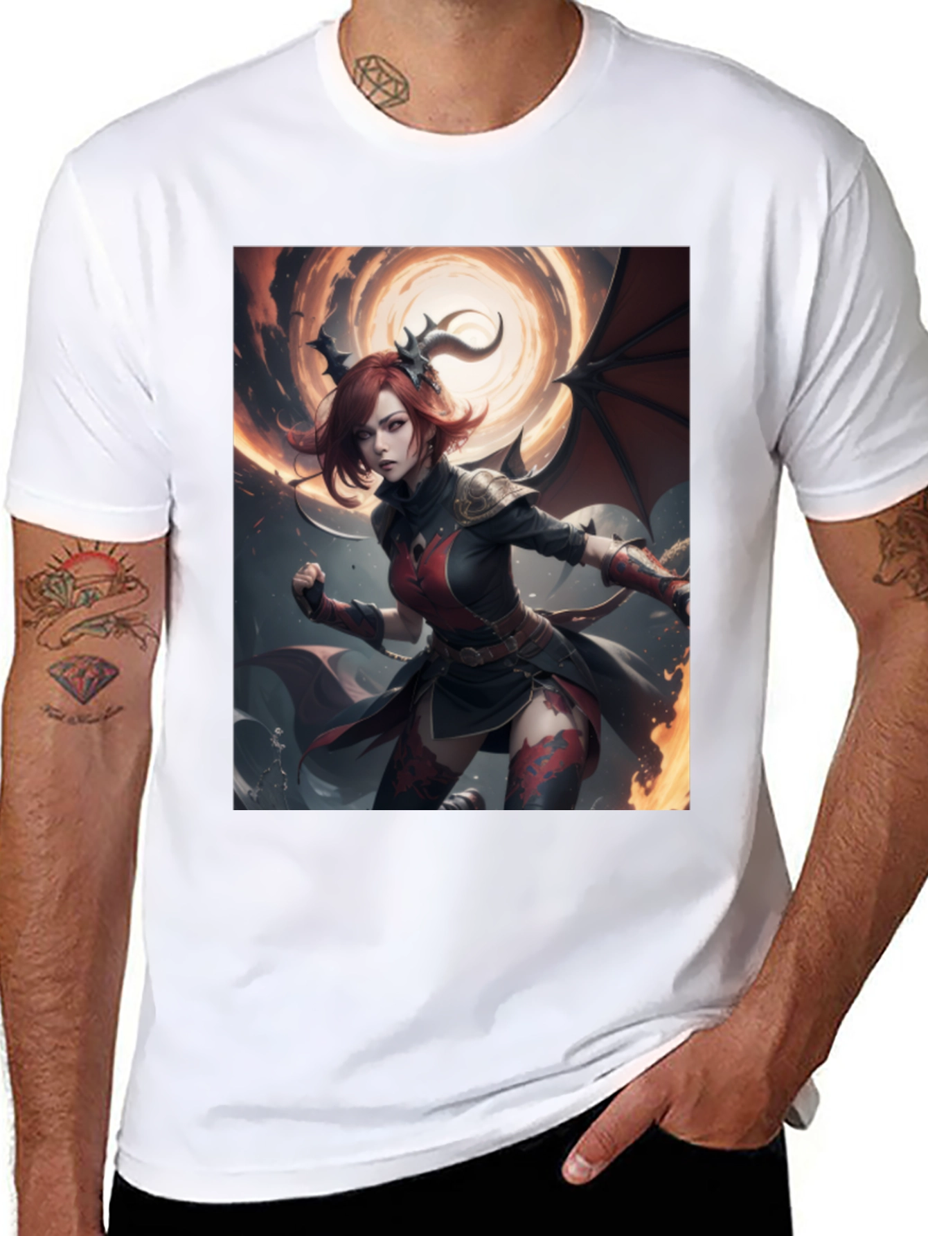 Fiery Succubus T-Shirt - Fantasy Graphic Tee
