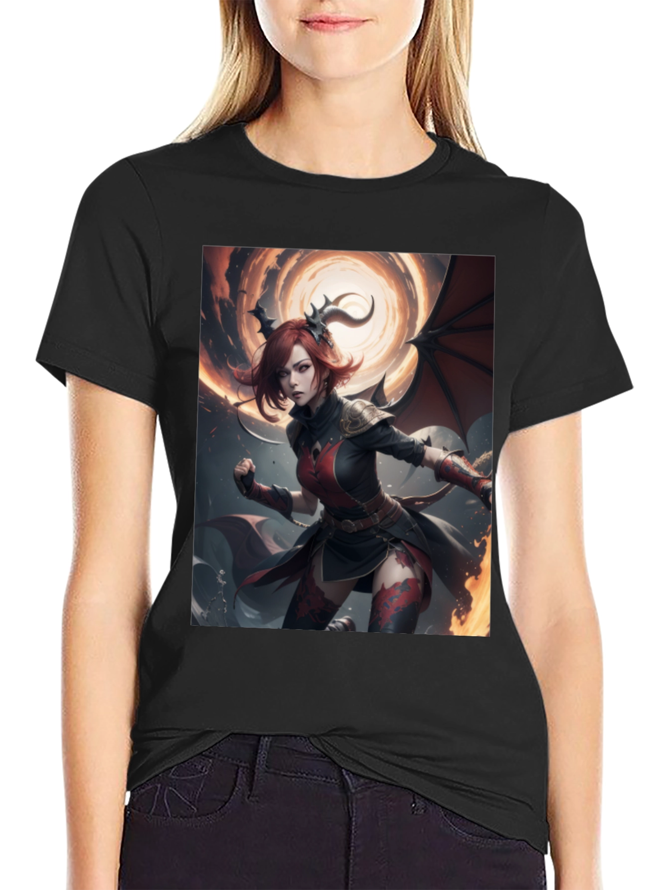 Fiery Succubus T-Shirt - Fantasy Graphic Tee