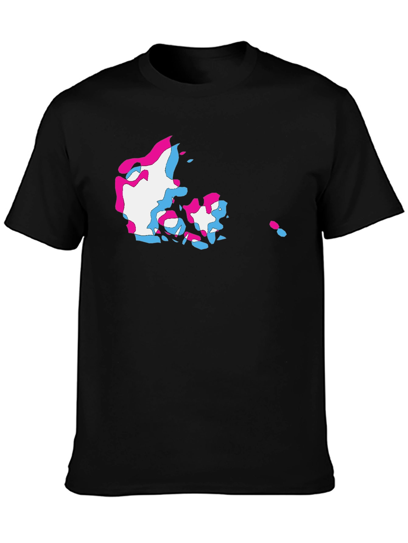 Denmark Map Glitch Style Black T-Shirt