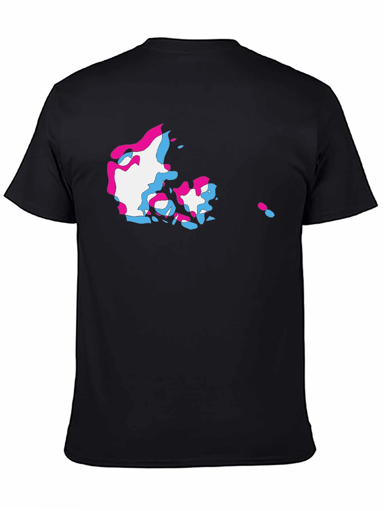 Denmark Map Glitch Style Black T-Shirt