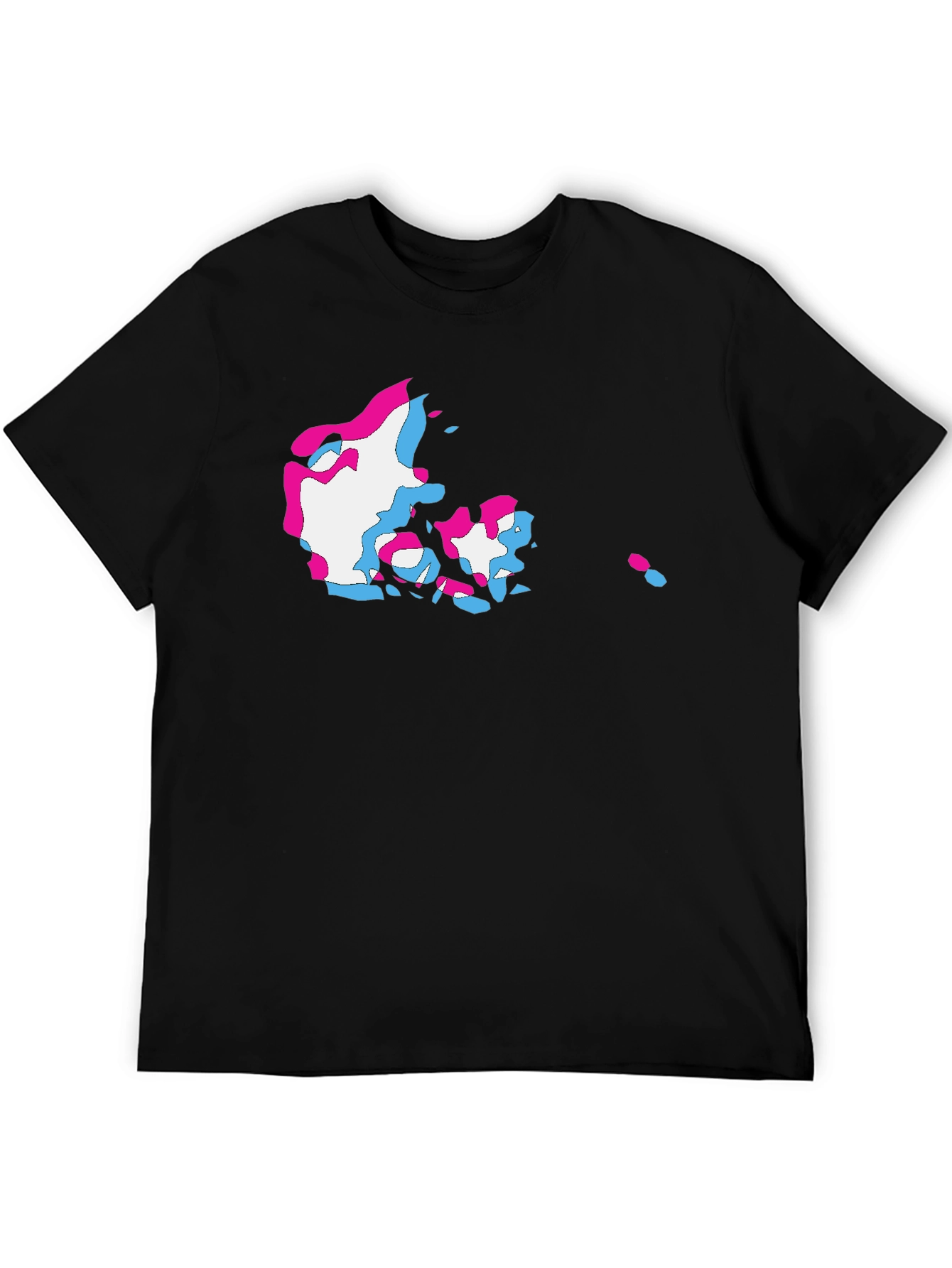 Denmark Map Glitch Style Black T-Shirt