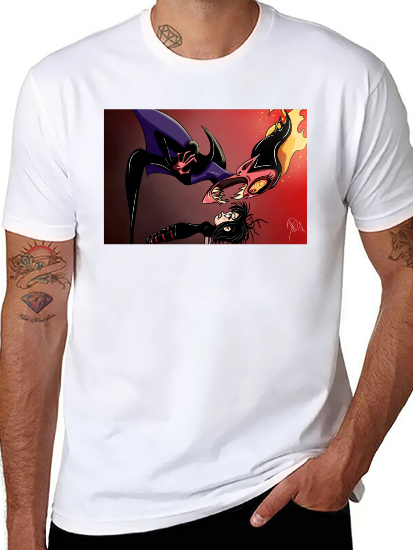 Cartoon Battle Graphic Tee - Black