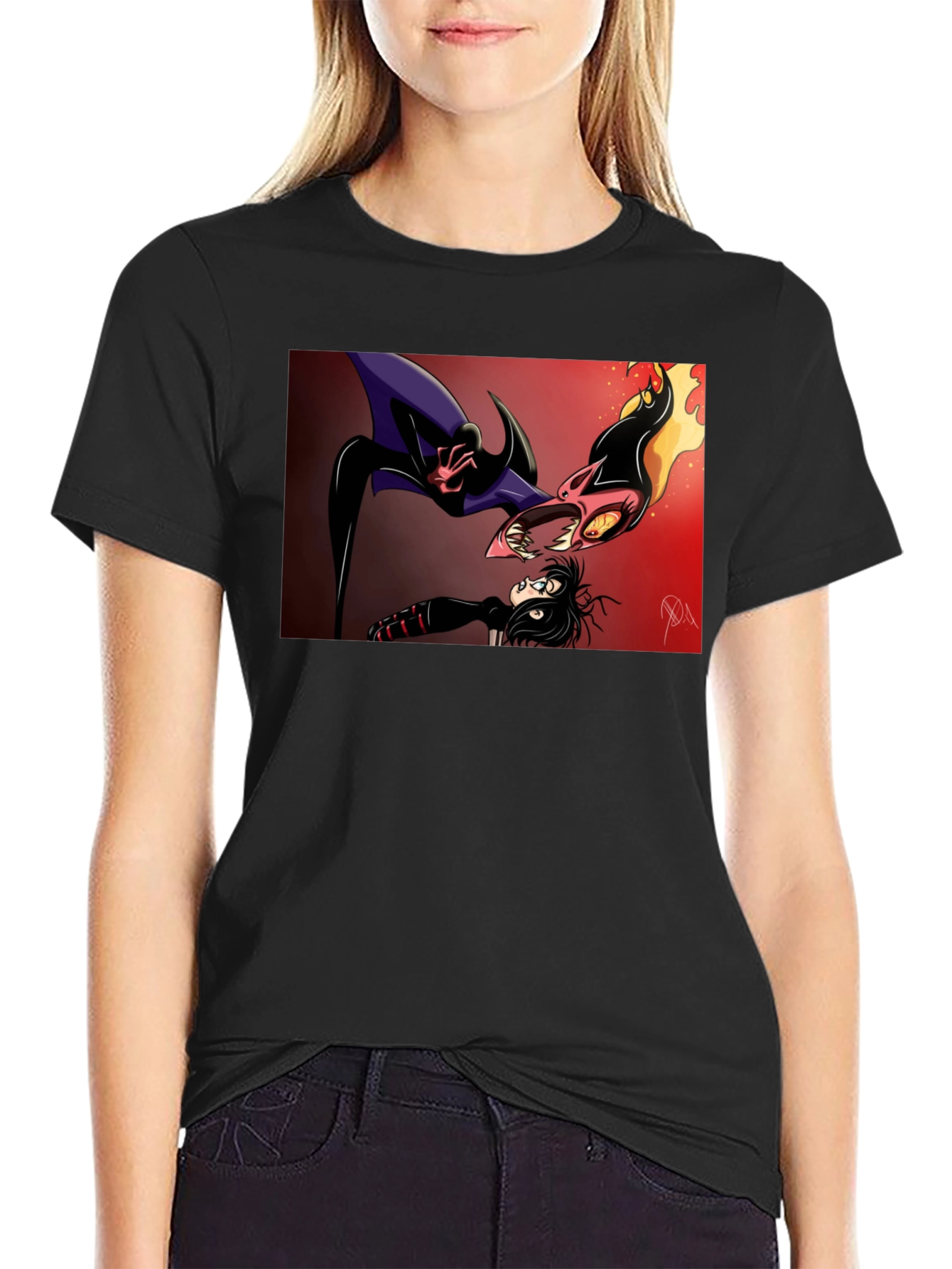 Cartoon Battle Graphic Tee - Black