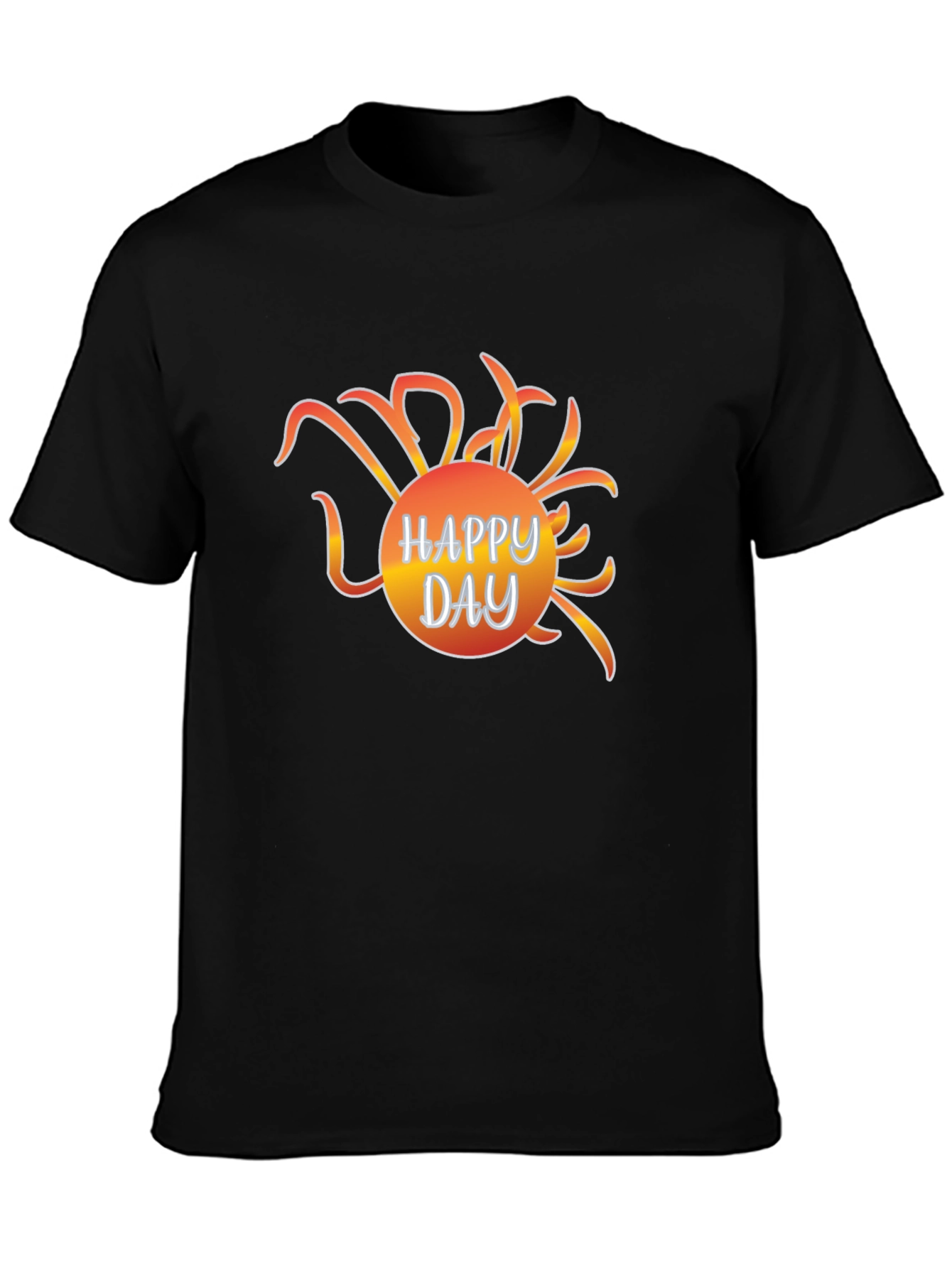 Happy Day Graphic Tee - Black Casual T-Shirt