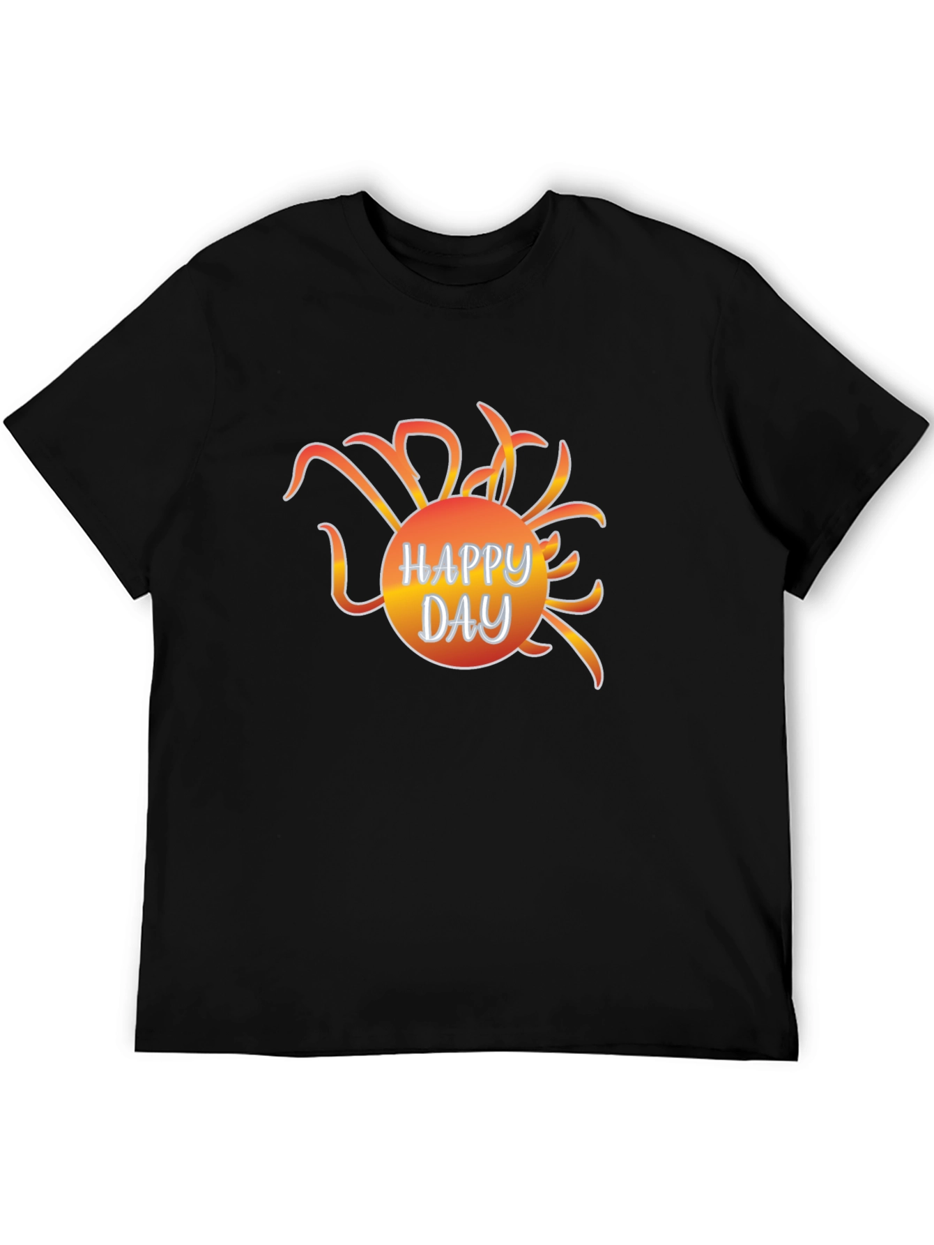 Happy Day Graphic Tee - Black Casual T-Shirt