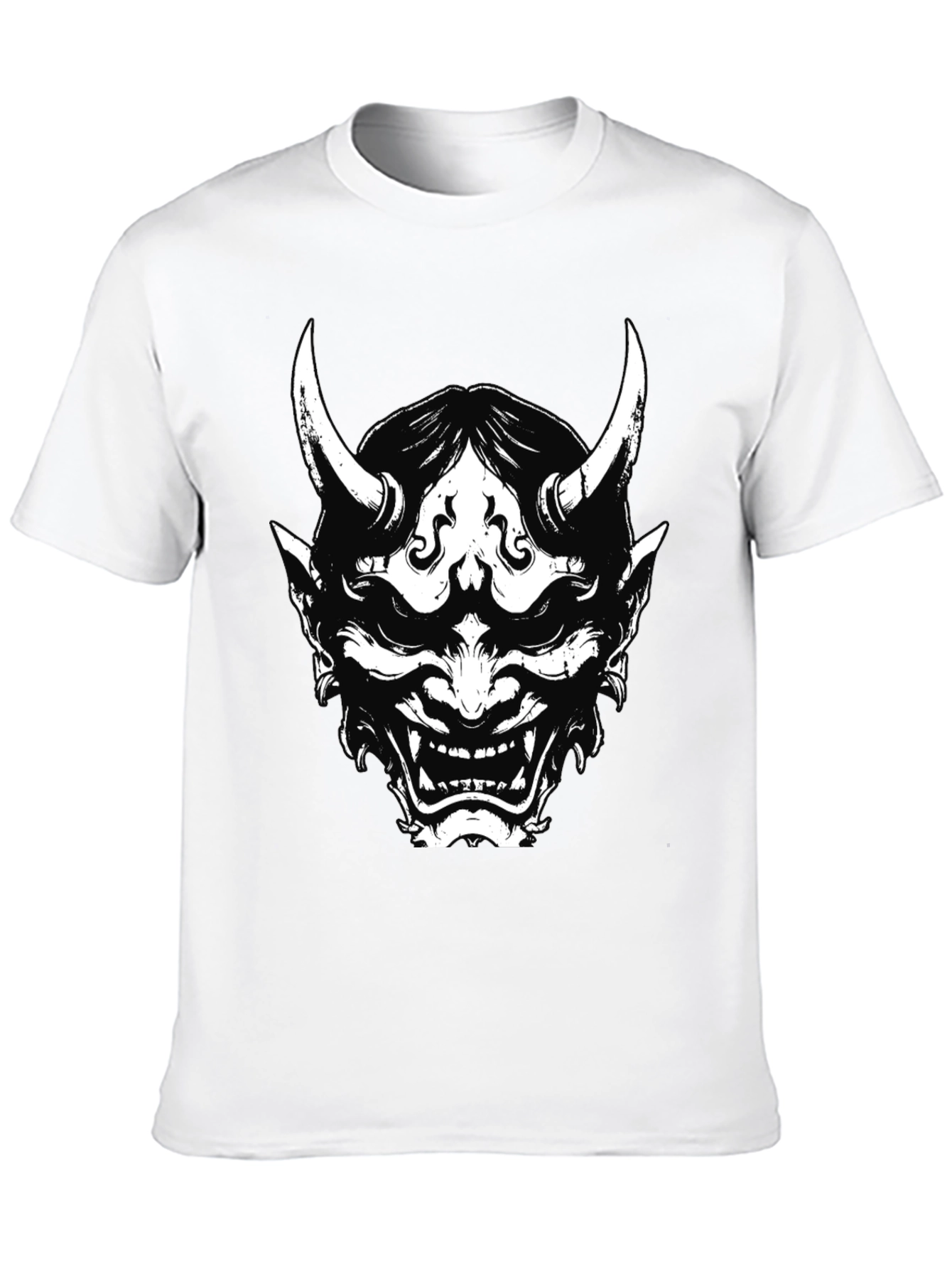 Mens Black Oni Mask Graphic Tee