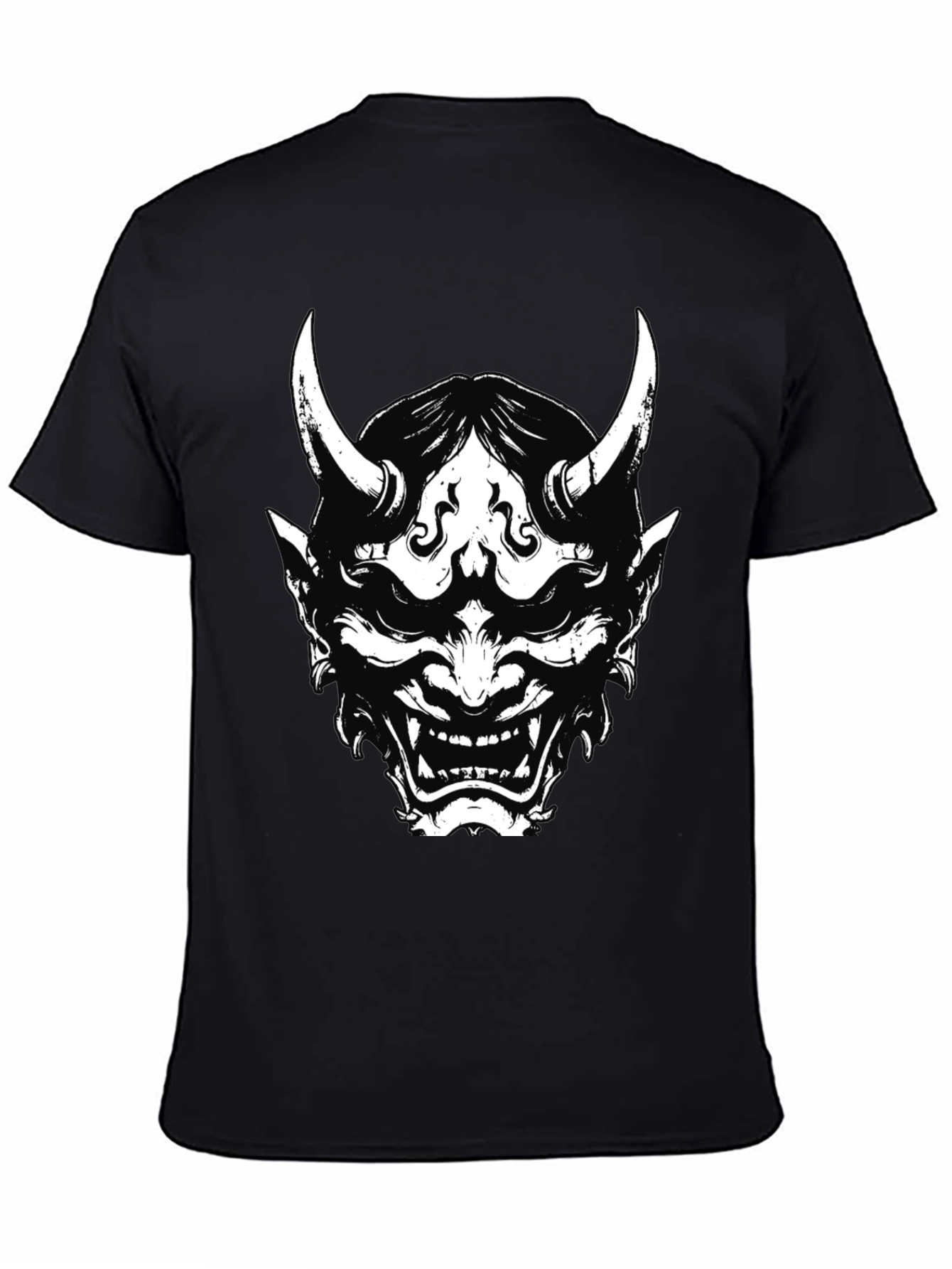 Mens Black Oni Mask Graphic Tee