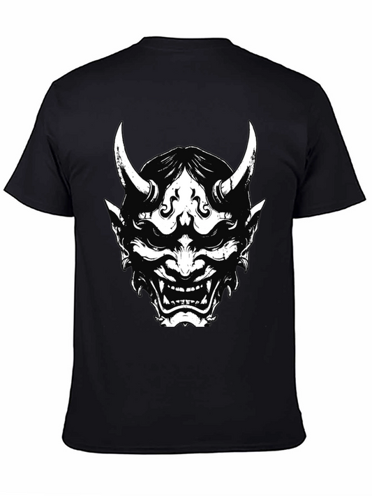 Mens Black Oni Mask Graphic Tee