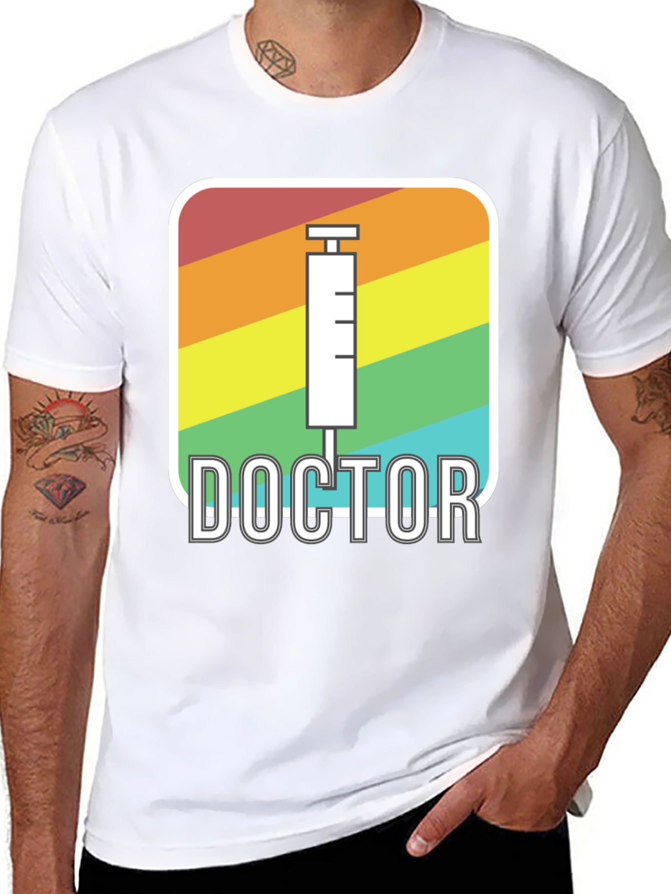 Rainbow Doctor Syringe Graphic T-Shirt