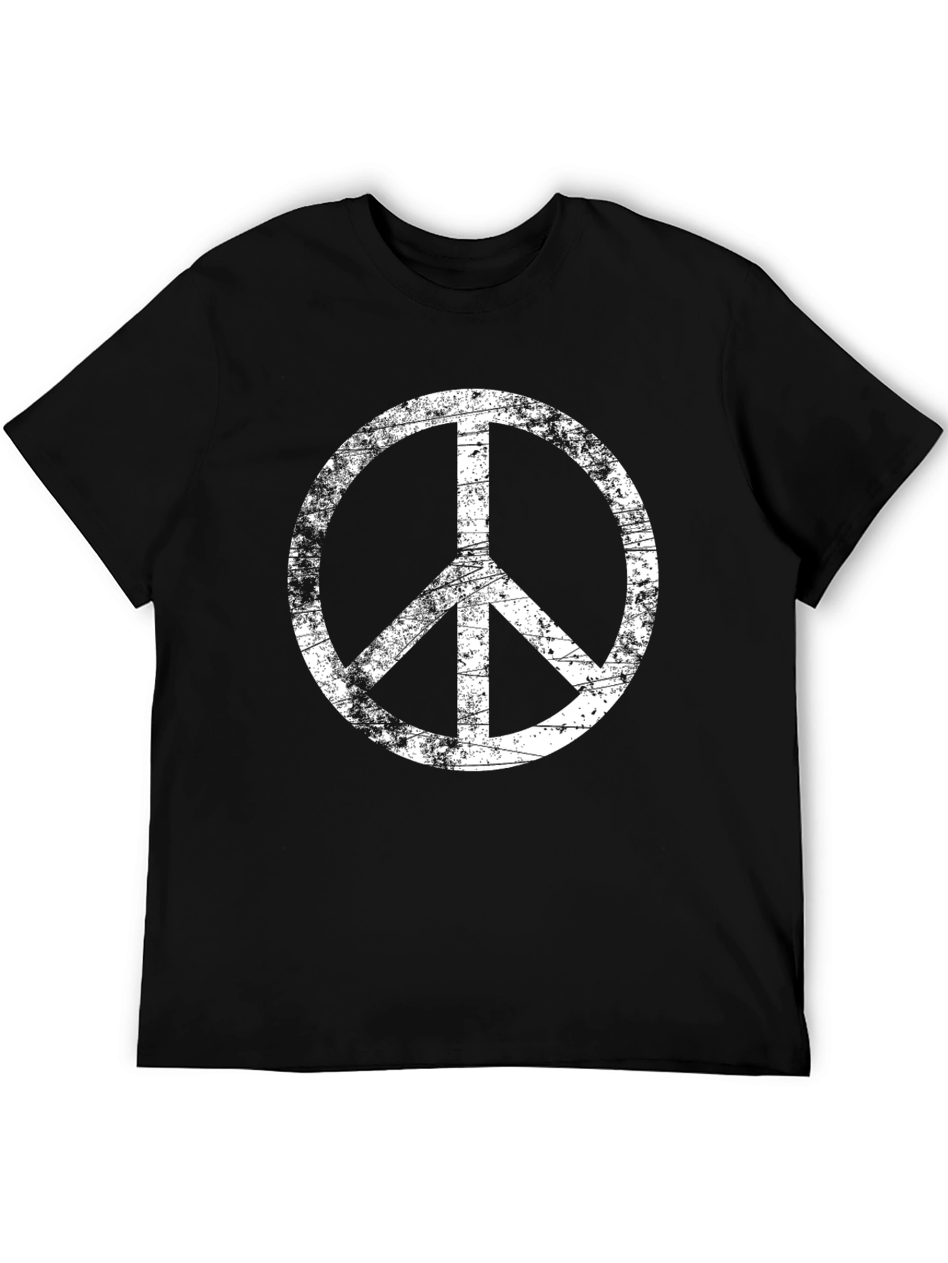 Peace Sign Distressed Black T-Shirt