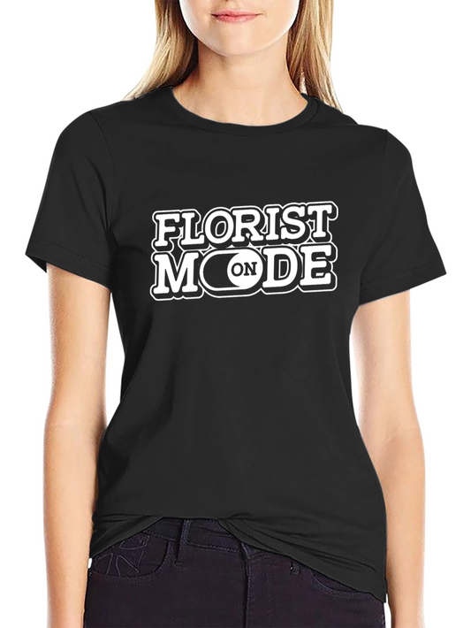 Florist Mode On Black T-Shirt - Trendy Floral Design